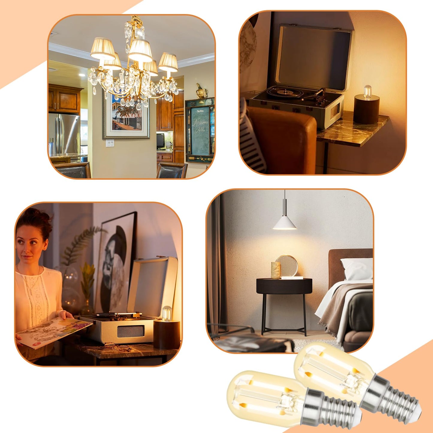 ZMH 2er pack E14 LED Warmweiss Gl¨¹hbirne - Vintage LED Lampen T22 Retro Birne 2W 2700K Warmwei? Edison Leuchtmittel E14 Lampenfassung K¨¹hlschranklampe Light Bulb Energiesparlampe - Nicht Dimmbar