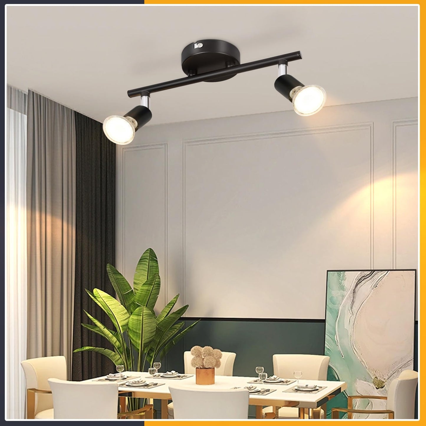 ZMH Deckenleuchte 2 Flammig Schwarz Deckenspot - Deckenstrahler LED Schwenkbar 330¡ã GU10 Strahlar Ceiling Deckenlampe Schlafzimmer Wandstrahler f¨¹r Flur Schlafzimmer Korrid Wohnzimmer