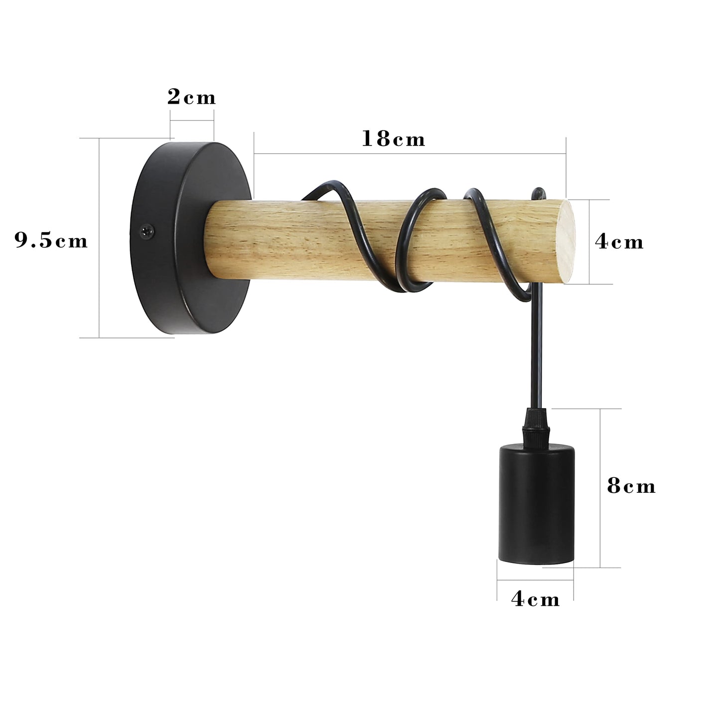 ZMH 2 St¨¹ck Wandleuchte Innen Wandlampe Holz: Vintage Wandstrahler Schwarz Retro Industrial Wandbeleuchtung Schlafzimmer E27 Rustikal Design Wandspot f¨¹r Wohnzimmer Flur - Ohne Leuchtmittel