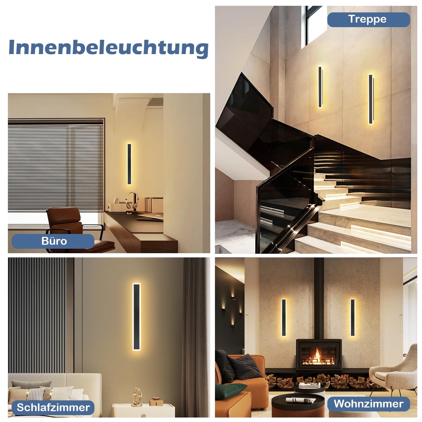 ZMH 2ER LED Wandleuchte Aussen Lange Wandlampe - 50CM Schwarz Au?enlampe Haus Wand Modern Aussenleuchte Villa Acryl Au?en IP65 Wasserdicht 10W 3000K Warmwei? Licht f¨¹r Innen Terrasse G?rten