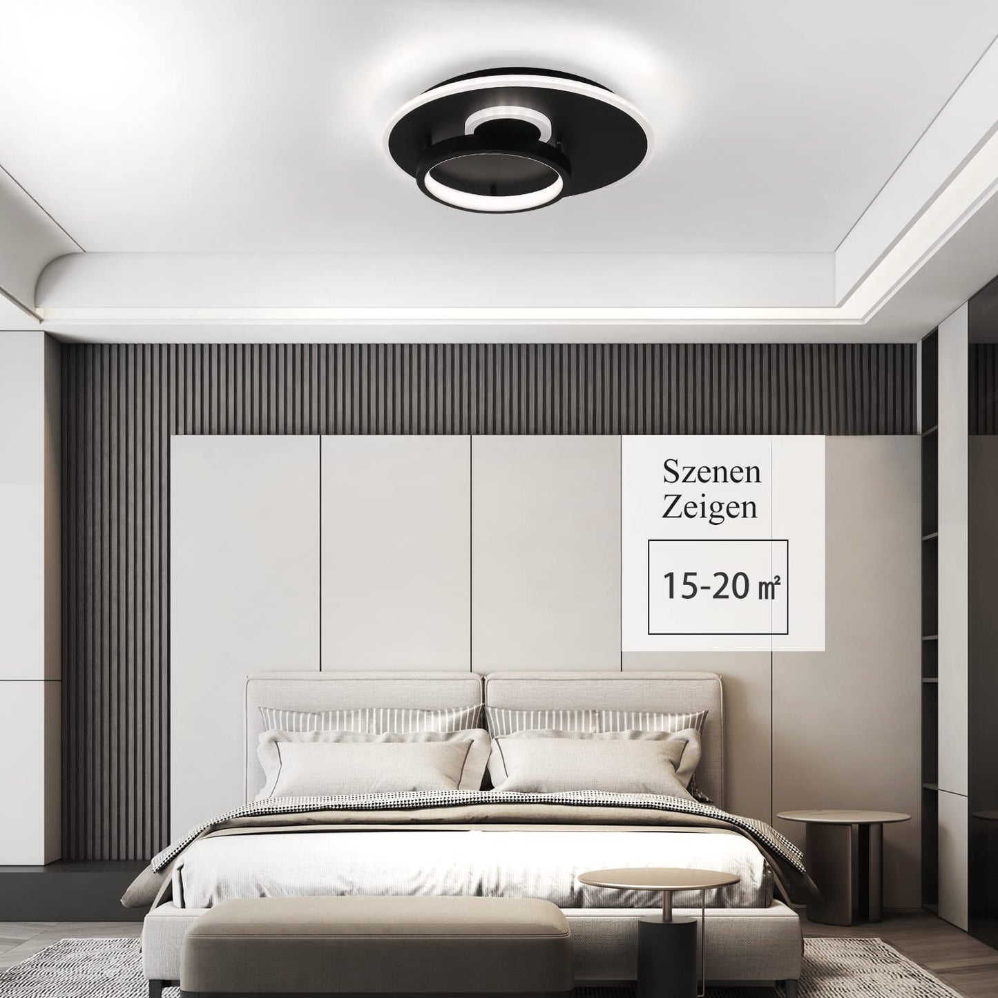 ZMH Led Deckenlampe Wohnzimmer Deckenleuchte Flur - Schwarz 33W Dimmbar Wohnzimmerlampe Modern Schlafzimmerlampe Rund Design Flurlampe mit Fernbedienung Deckenbeleuchtung f¨¹r K¨¹che Esszimmer B¨¹ro