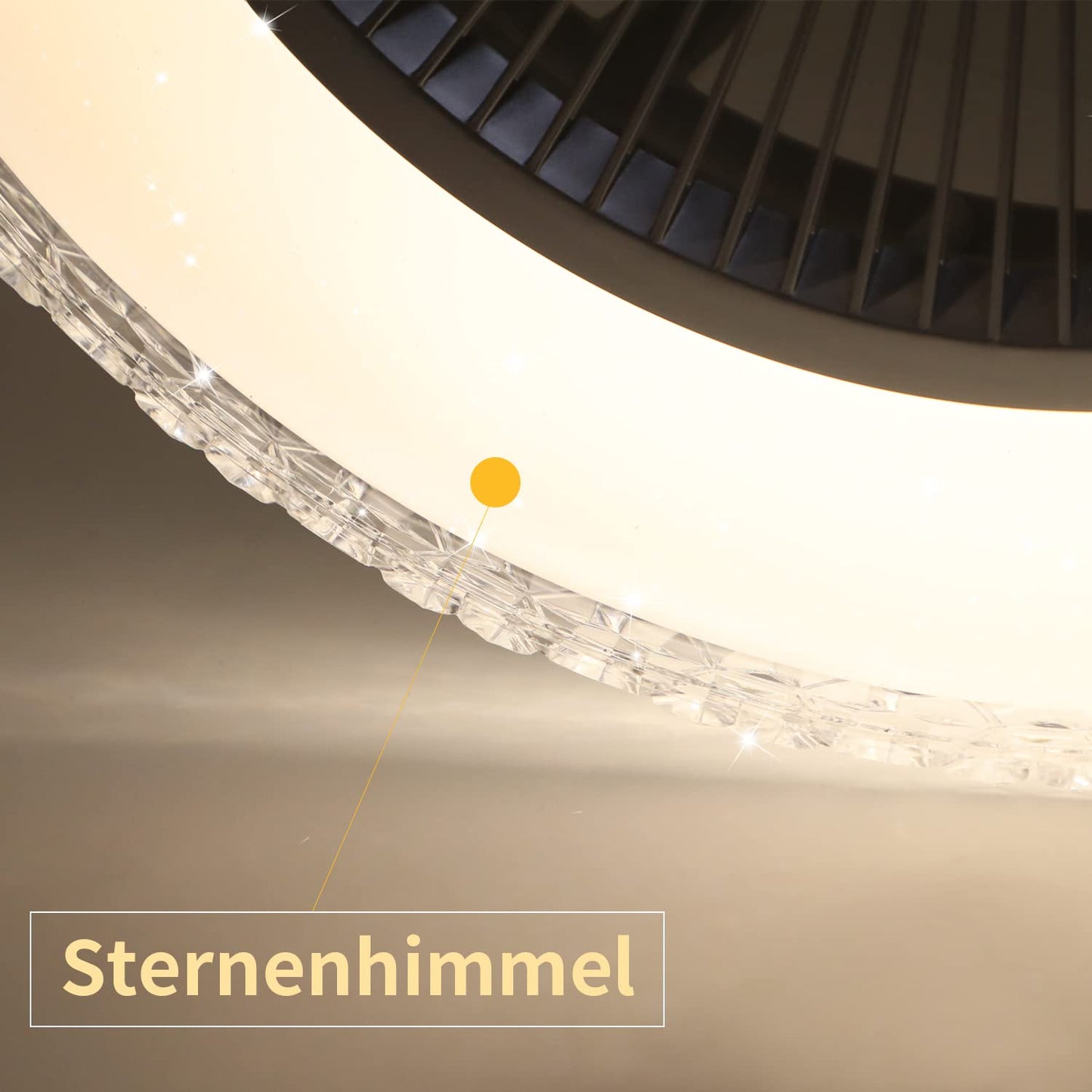 ZMH Deckenventilator Mit Beleuchtung und Fernbedienung Leise - 48.5CM LED Deckenlampe Dimmbar Wohnzimmer Ventilator Timing Deckenleuchte Fan Kristall Sommer-/Winter f¨¹r Schlafzimmer Esszimmer