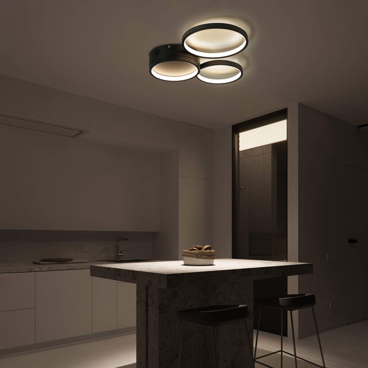 ZMH Deckenlampe LED dimmbar Wohnzimmerlampe Deckenleuchte Schlafzimmer Schwarz 38W Modern Ring Design Deckenbeleuchtung farbwechsel mit Fernbedienung Kinderzimmerlampe B¡§1rolampe K¡§1chenlampe