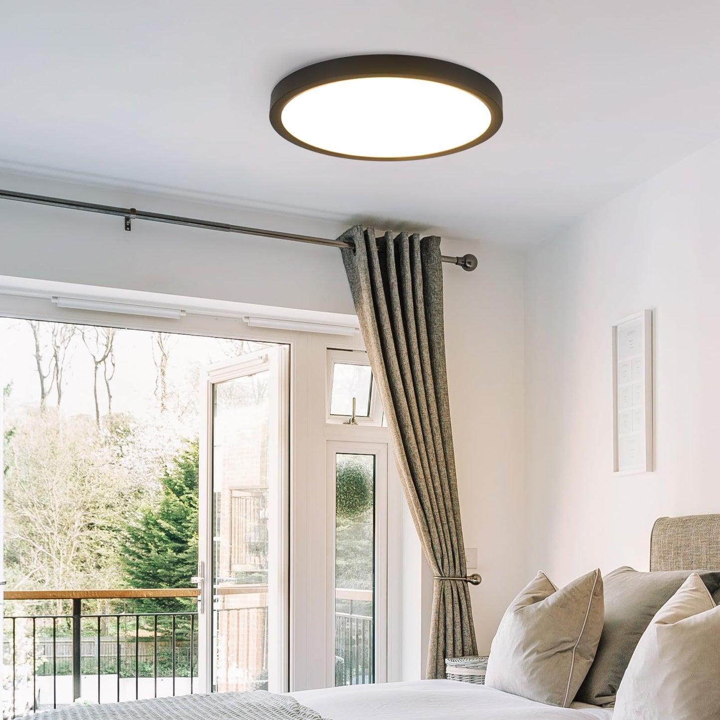 ZMH Deckenlampe LED Deckenleuchte Dimmbar - ?30cm Badlampe Flach Schlafzimmerlampe Schwarz 20W Badezimmer Deckenbeleuchtung Rund mit Fernbedienung IP44 Wasserdicht Flurlampe f¨¹r Schlafzimmer K¨¹che