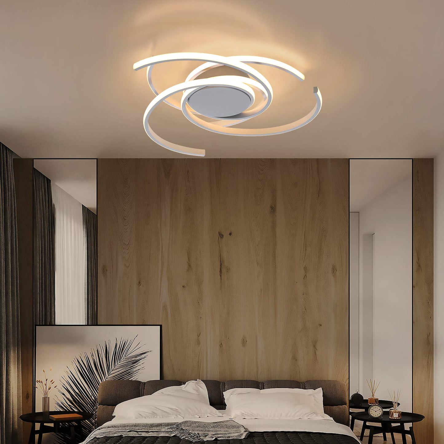 ZMH Deckenleuchte LED Deckenlampe Modern Wohnzimmerlampe Wei? Dimmbar mit Fernbedienung Schlafzimmerlampe 77W Ring Metall Design f¨¹r Esszimmer Schlafzimmer Wohnzimmer B¨¹ro Flur