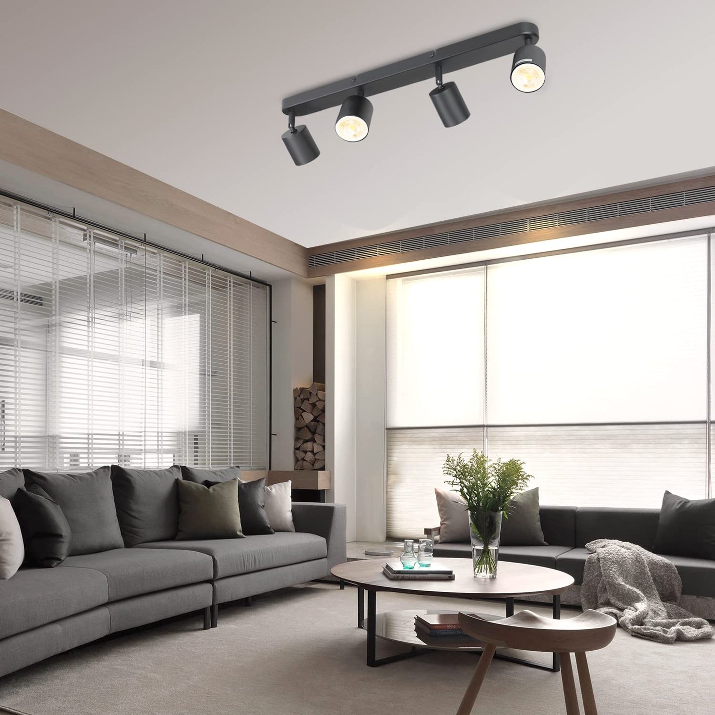 ZMH Deckenleuchte mit 4 Flammig Schwarz Deckenstrahler - Deckenlampe Wohnzimmer Modern GU10 Deckenspots Metall Schwenkbar Design Wohnzimmerlampe f¨¹r Flur Schlafzimmer G?nge Esszimmer - Ohne Gl¨¹hbirne