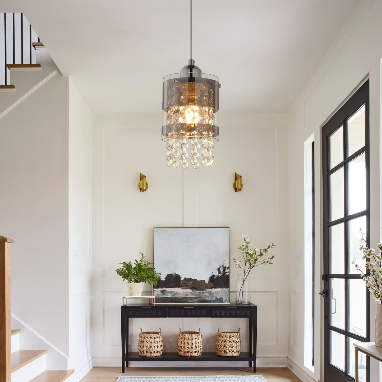 ZMH Pendelleuchte Modern Esstisch H?ngelampe: 1 Flammig E27 Glas H?ngeleuchte 150CM Max H?henverstellbar Design Kristall Pendellampe f¨¹r Wohnzimmer Schlafzimmer K¨¹che Esszimmer Ohne Leuchtmittel
