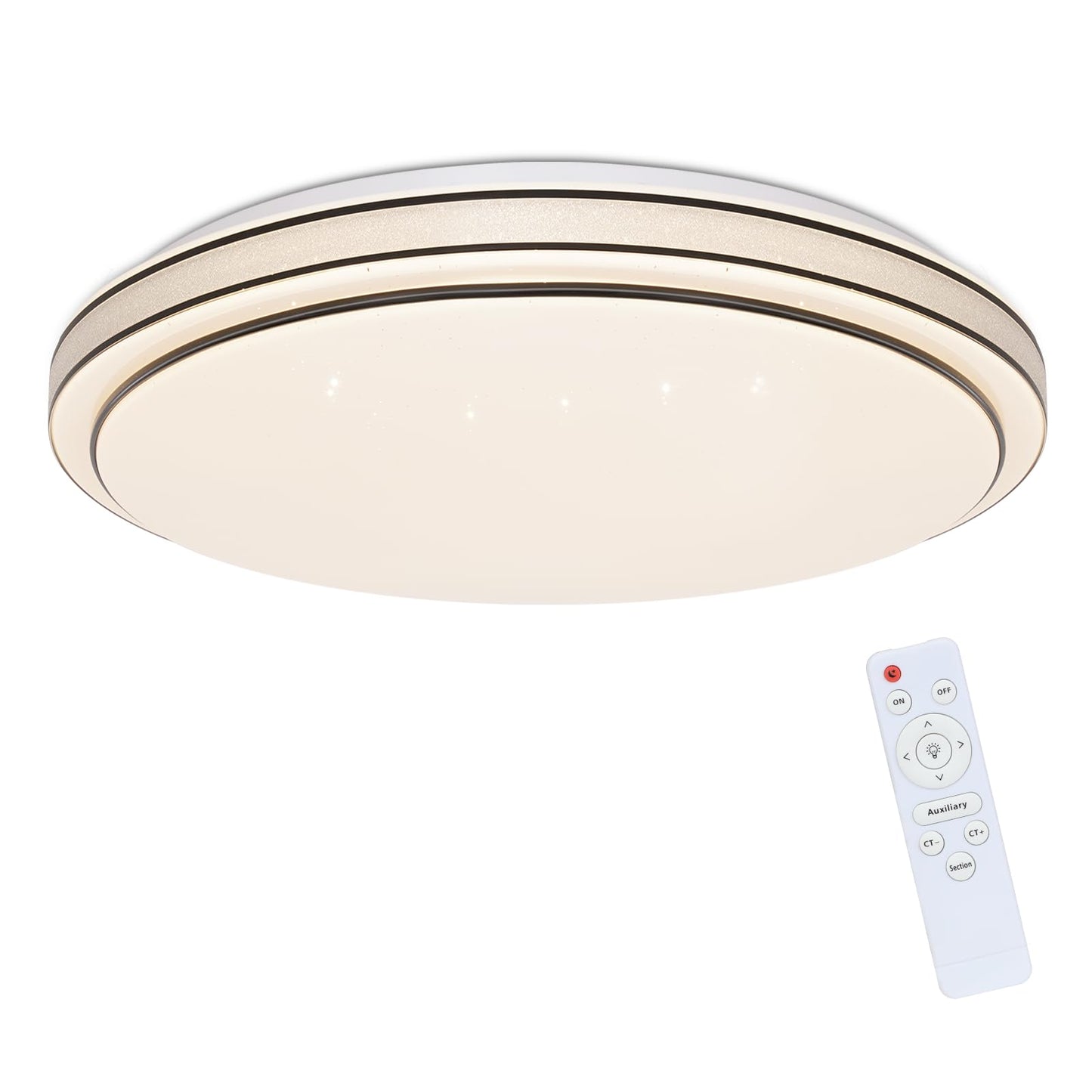ZMH Deckenlampe LED Deckenleuchte Schlafzimmer - 23W Schlafzimmerlampe Dimmbar mit Fernbedienung ?27cm K¨¹chenlampe Sternenhimmel Modern K¨¹che Deckenbeleuchtung Rund f¨¹r Wohnzimmer Flur