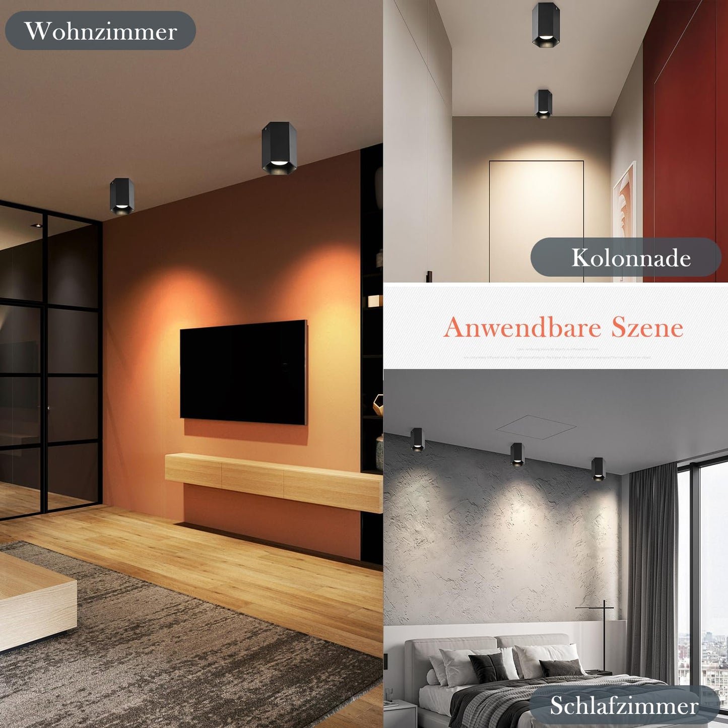 ZMH Deckenspots Aufbauspot Schwarz Aufbaustrahler - Spots Deckenleuchte Aufputz mit GU10 Fassung Deckenstrahler klein Deckenlampe Aufbau Max.40W Aufbauleuchte f¨¹r Flur Wohnzimmer
