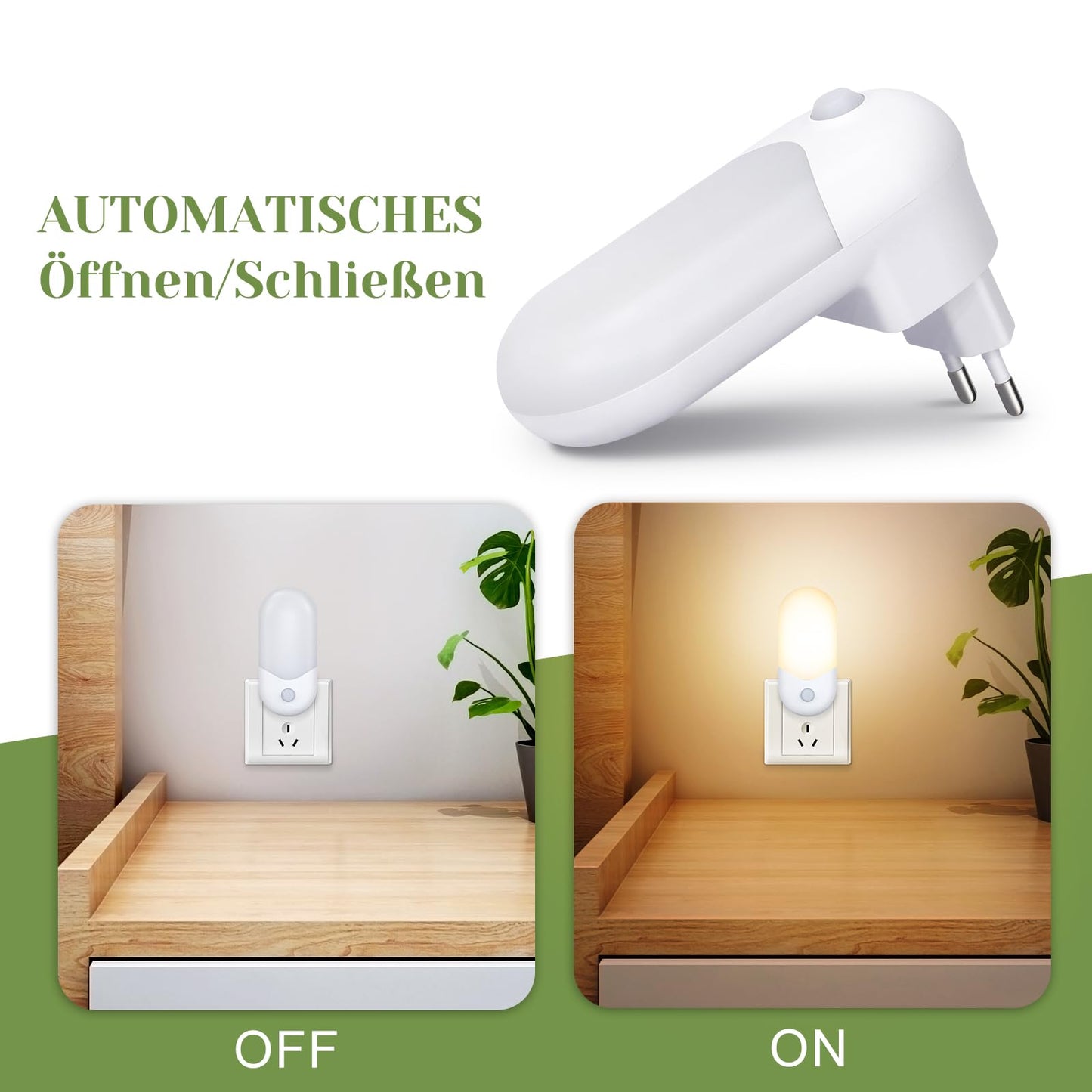 ZMH Nachtlicht Steckdose Steckdosenlampe Kinder - LED Steckdosenlicht WarmWei? 1W Orientierungslicht Kinderzimmer Nachtlampe mit D?mmerungssensor f¨¹r Baby Flur Treppenhaus Schlafzimmer K¨¹che