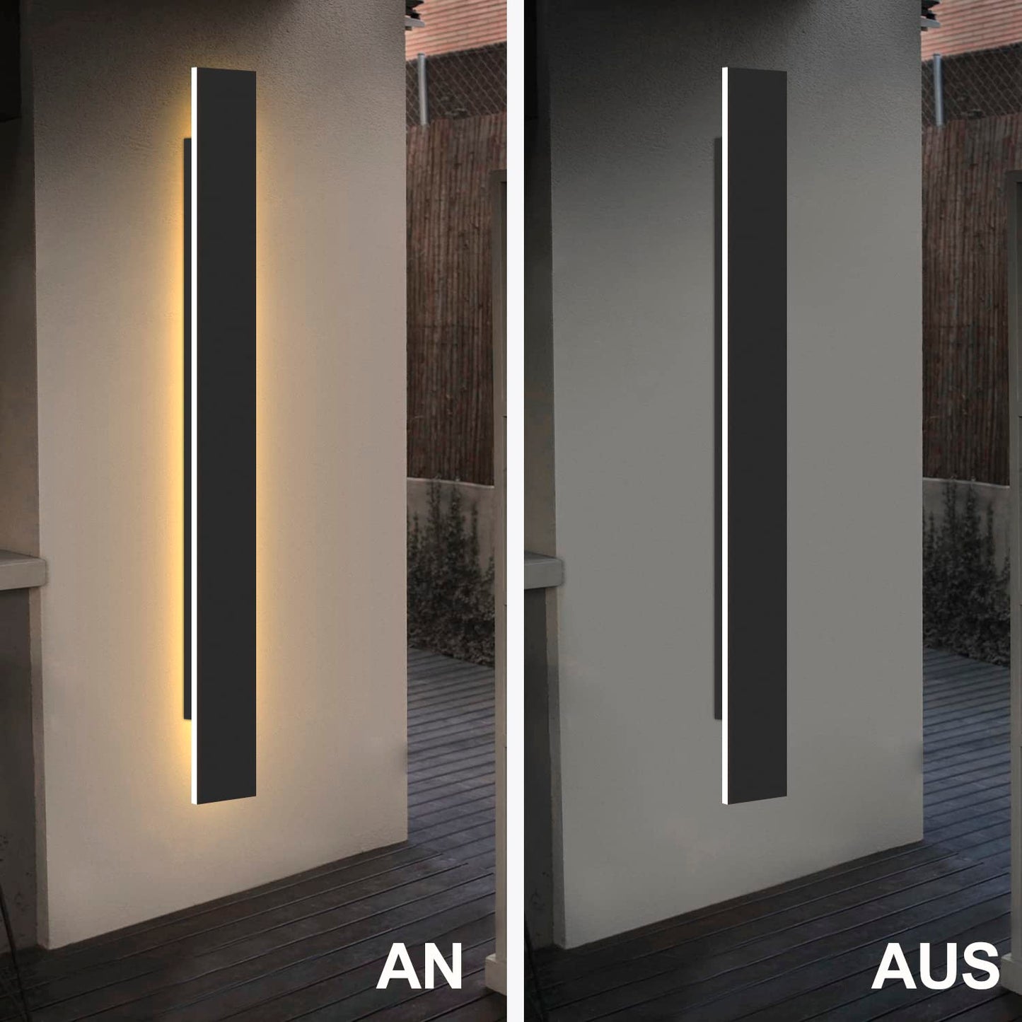 ZMH Wandleuchte LED au?en Wandlampe - 100CM Au?enleuchte schwarz 3000K IP65 Wasserdicht lange Au?enlampe 32W Villa Au?enwandleuchte aus Acryl Au?enbeleuchtung f¨¹r Hauswand G?rten Terrasse