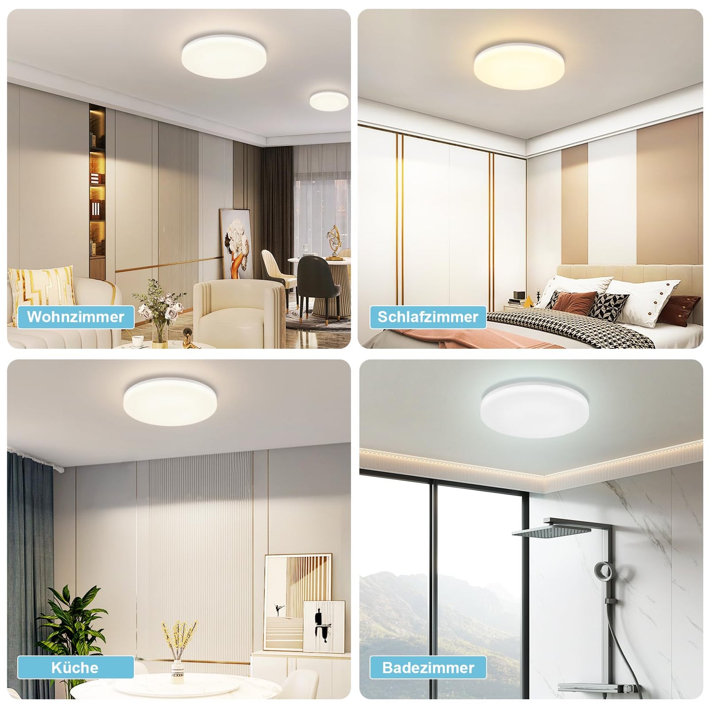 ZMH Deckenlampe LED Deckenleuchte Schlafzimmer - ?28CM Schlafzimmerlampe Dimmbar mit Fernbedienung 24W K¨¹chenlampe RGB Farbwechsel Deckenbeleuchtung Badlampe Flach Flurlampe IP54 f¨¹r K¨¹che Flur Bad
