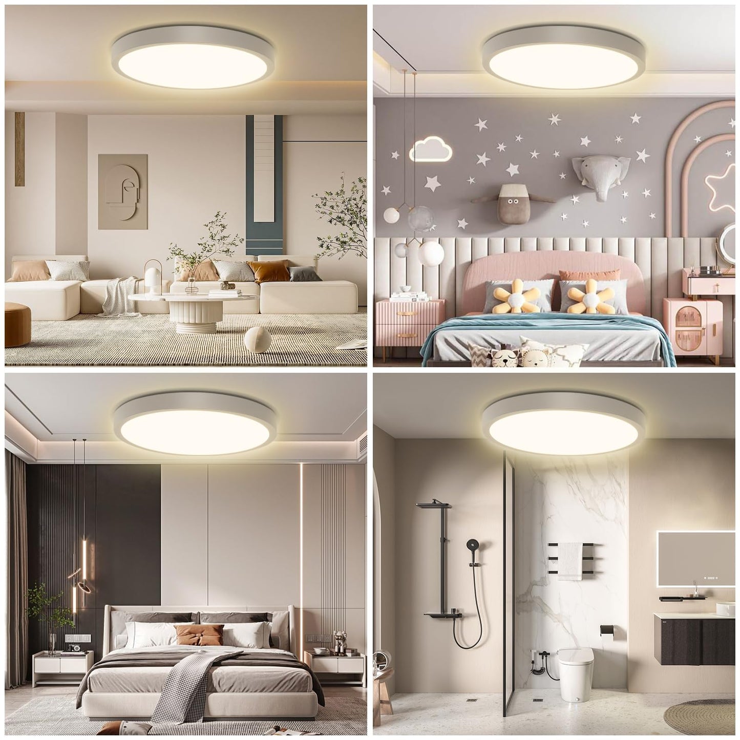 ZMH LED Deckenleuchte Flach Wei? - 24W Modern Badezimmerlampe 3000K Deckenlampe Rund 23CM IP44 Warmwei? Badlampe f¨¹r Flur Balkon Badezimmer K¨¹che Wohnzimmer
