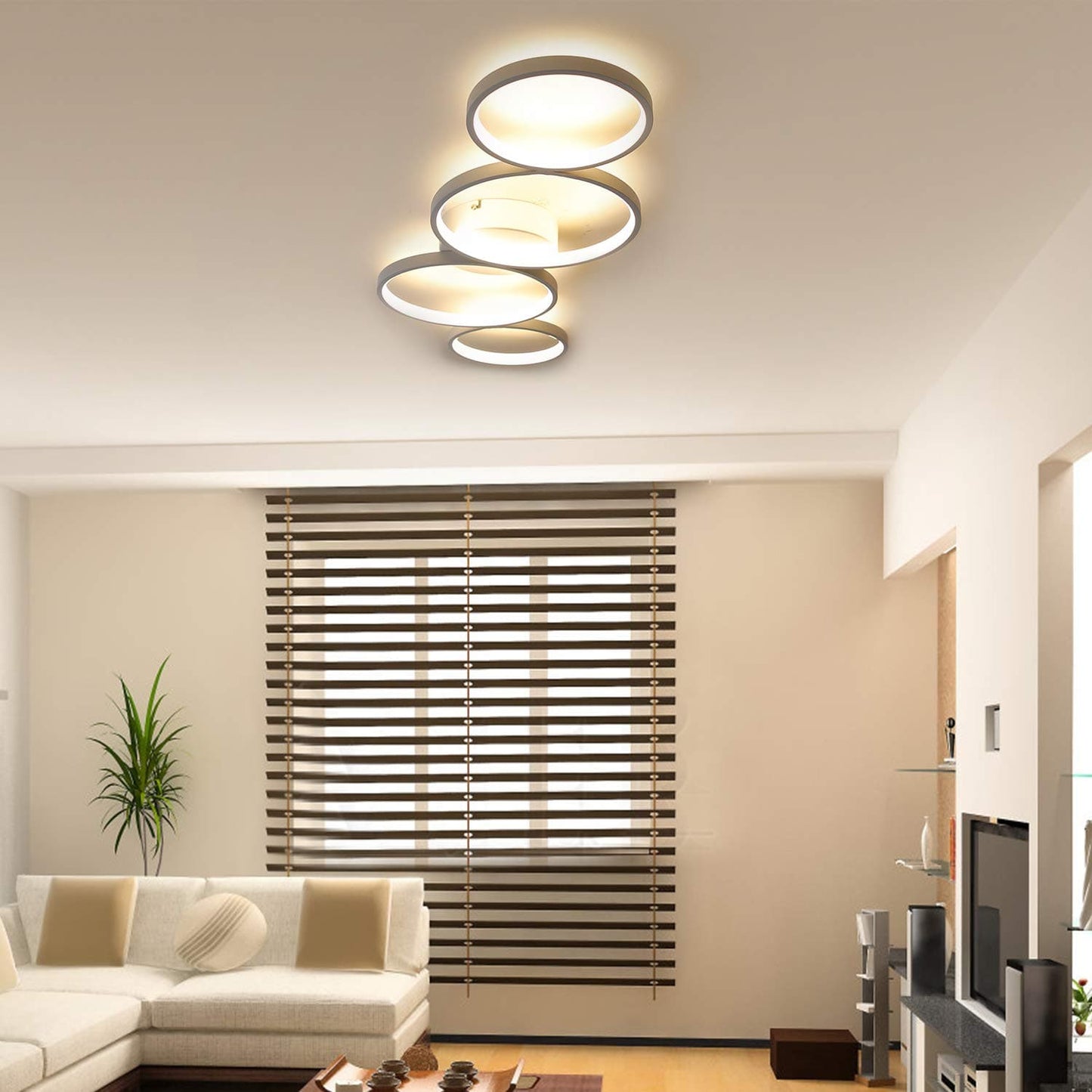ZMH LED Deckenlampe Modern 4 Flammig in Ringoptik 3000k Warmwei? Deckenleuchte Rund 37W Innen Wohnzimmerlampe aus Aluminium f¨¹r Schlafzimmer Wohnzimmer Flur B¨¹ro Arbeitszimmer, 89cm
