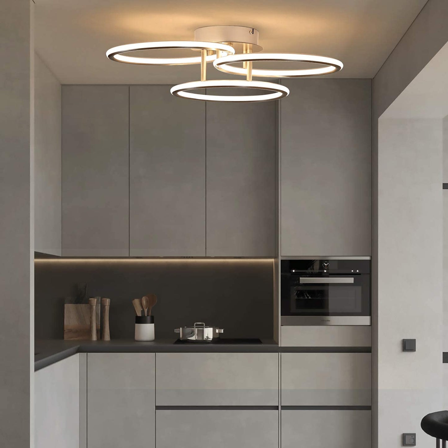 ZMH LED Deckenlampe Deckenleuchte Wohnzimmer-Modern Ringe Design Warmwei? Licht 3000K Schlafzimmerlampe 41W 3 Flammig aus Eisen und Aluminium B¨¹rolampe K¨¹chenlampe Flurlampe