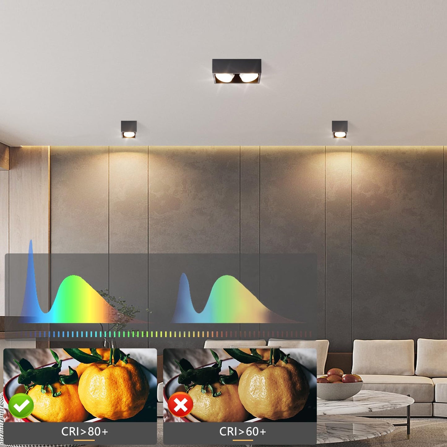 ZMH Deckenspots LED Aufbauspot - Schwarz Aufbaustrahler mit 2 Flammig Schwenkbar Deckenstrahler Warmwei? Aufbauleuchte Modern 2x5W GX53 Eckig Flach f¨¹r K¨¹che Wohnzimmer Esszimmer Korridor Flur
