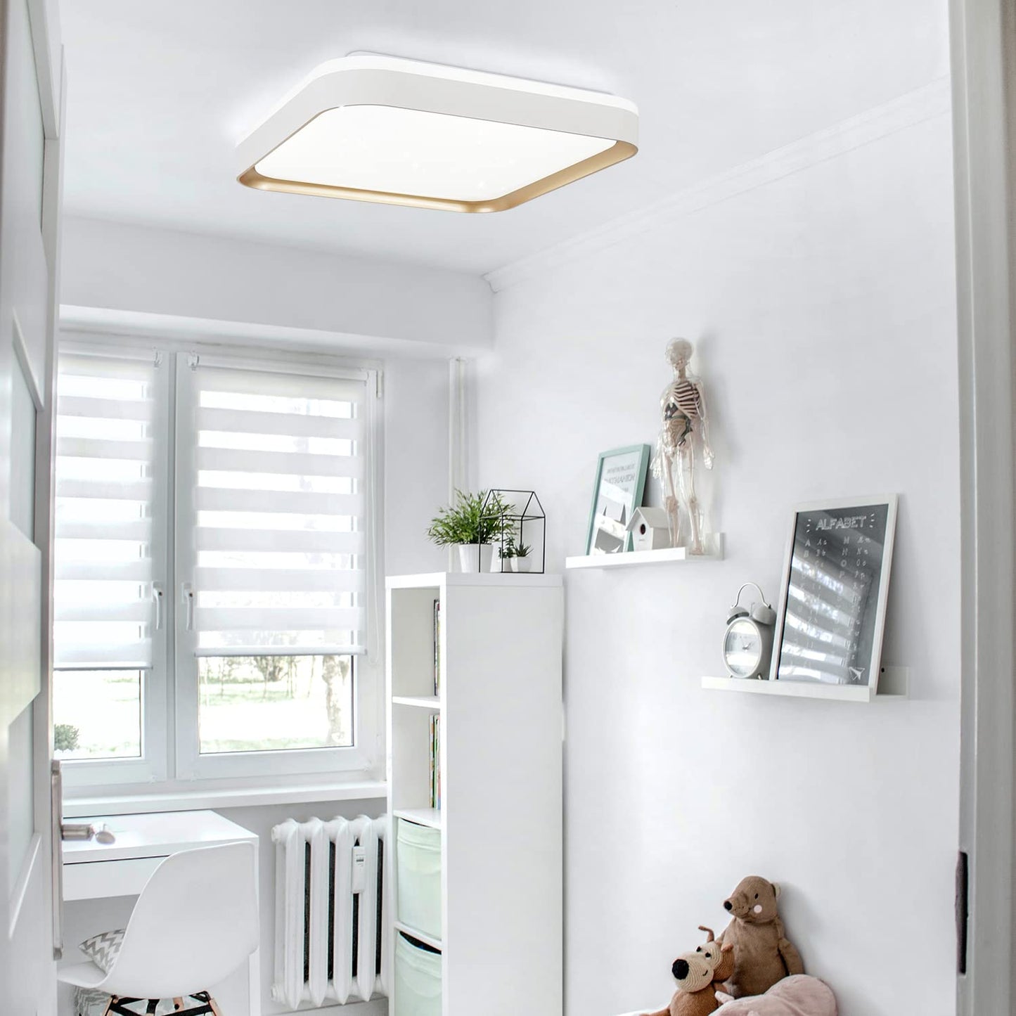 ZMH Deckenlampe LED Deckenleuchte Wohnzimmer Dimmbar - 32W Modern Schlafzimmerlampe Eckig 30cm mit Fernbedienung K¨¹chenlampe in Wei?gold inkl. Memoryfunktion Deko Deckenbeleuchtung f¨¹r Flur Esszimmer