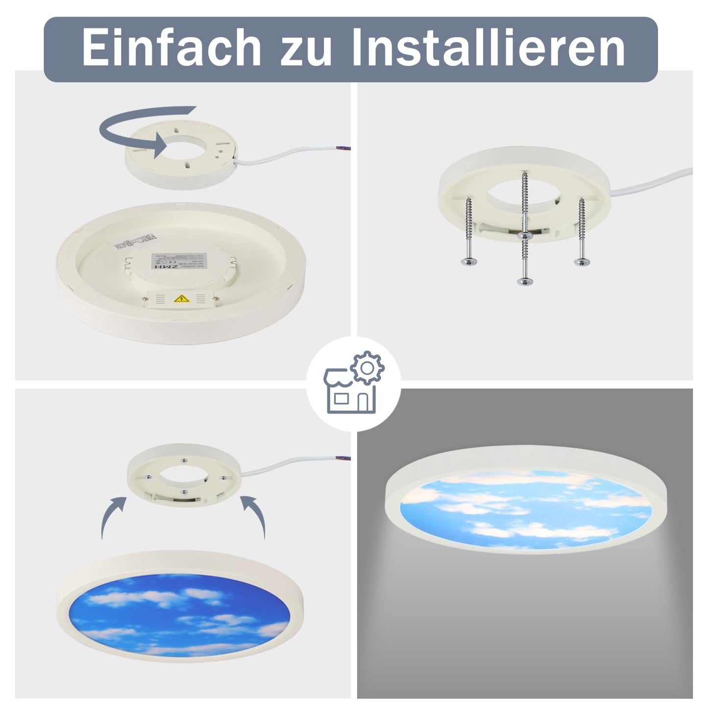 ZMH Deckenlampe LED Deckenleuchte Schlafzimmer - Schlafzimmerlampe Flach ?23cm Badezimmerlampe 4000K Kinderzimmer Badezimmer Deckenbeleuchtung Rund Flurlampe IP44 Badlampe 23W f¨¹r K¨¹che Flur Bad