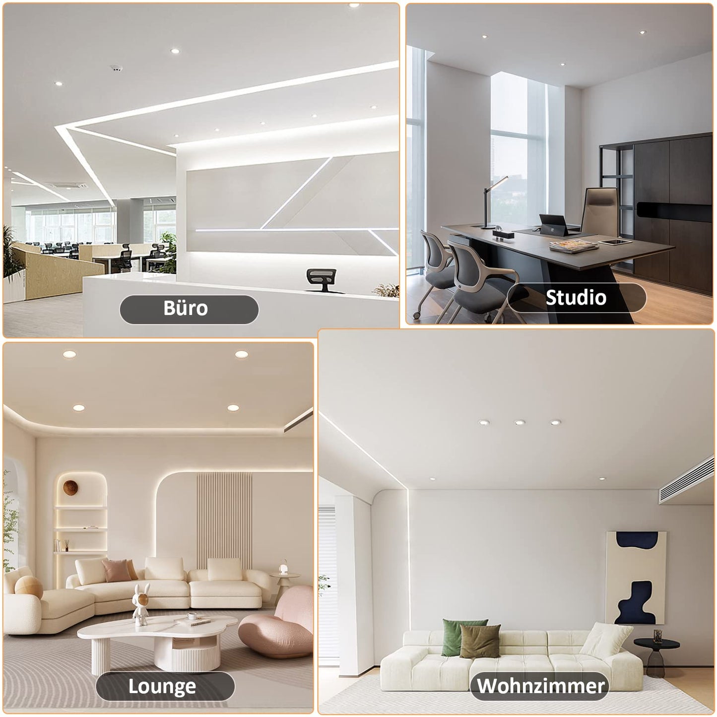 ZMH 6ER Einbaustrahler GU10 Einbaurahmen - GU10 Fassungen 230V Einbauleuchte Rahmen Einbauspots mit Sockel 50mm aus Aluminium Schwenkbar 30¡ã Spot f¨¹r LED Leuchtmittel Halogen