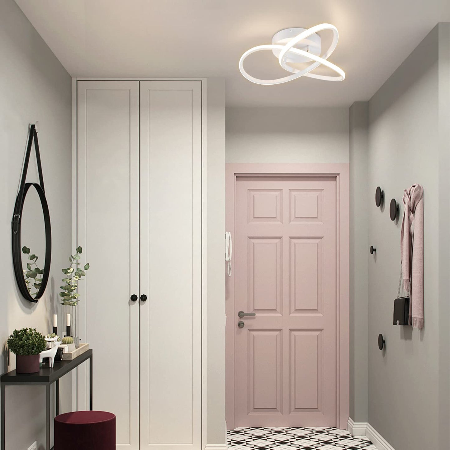 ZMH LED Deckenlampe Dimmbar Deckenleuchte - 33W Schlafzimmerlampe Modern mit Fernbedienung Wohnzimmerlampe Weiss - 40CM Geometrie Design Lampe f¨¹r Wohnzimmer Schlafzimmer K¨¹che Flur Studio