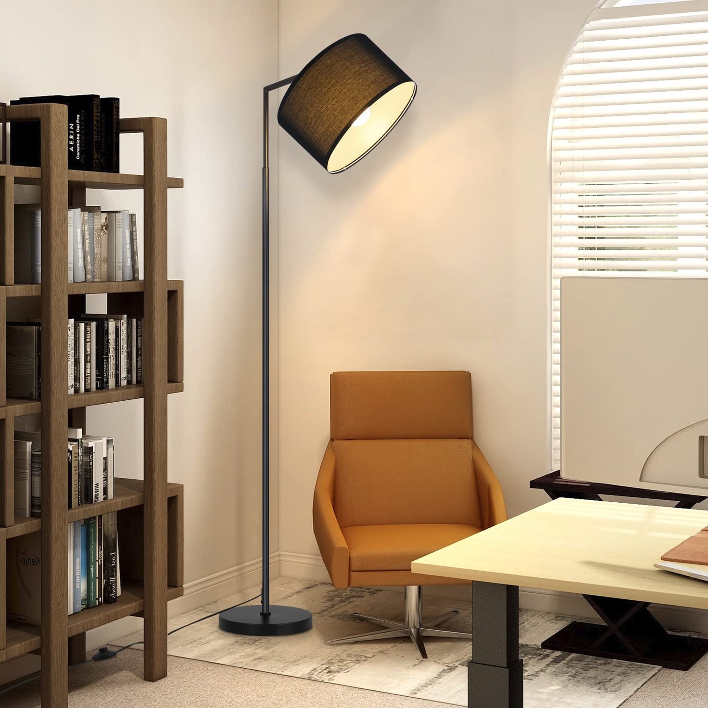 ZMH Stehlampe Wohnzimmer Schwarz Stehleuchte: Modern Standleuchte Stoff Design Deko Bogenlampe E27 Fassung Leselampe Max. 40W Wohnzimmerlampe mit Fu?schalter Bettlampe 166cm Ohne Leuchtmittel