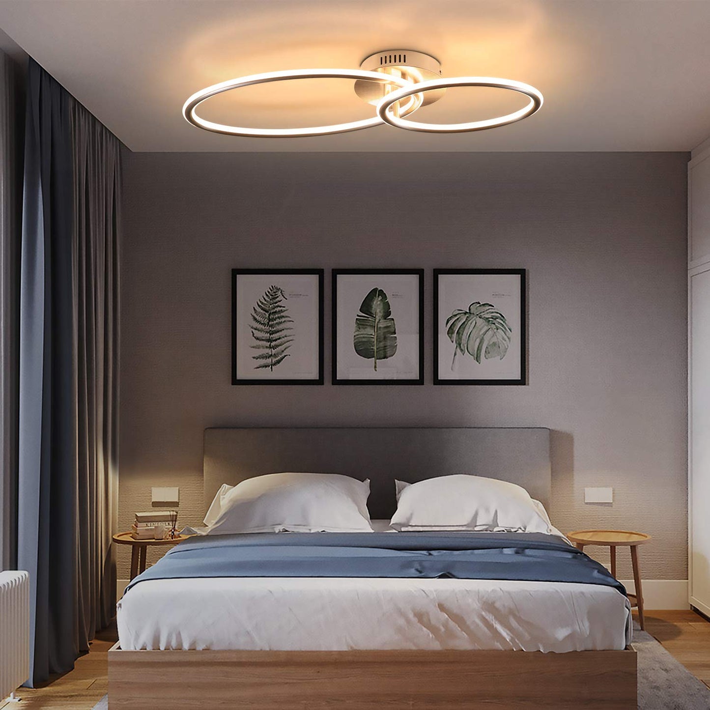ZMH LED Deckenlampe Wohnzimmer Deckenleuchte Modern Ringe Design Warmwei? Licht 3000K Schlafzimmerlampe 29W aus Eisen und Aluminium 62.5cm L?nge B¨¹rolampe K¨¹chenlampe Flurlampe