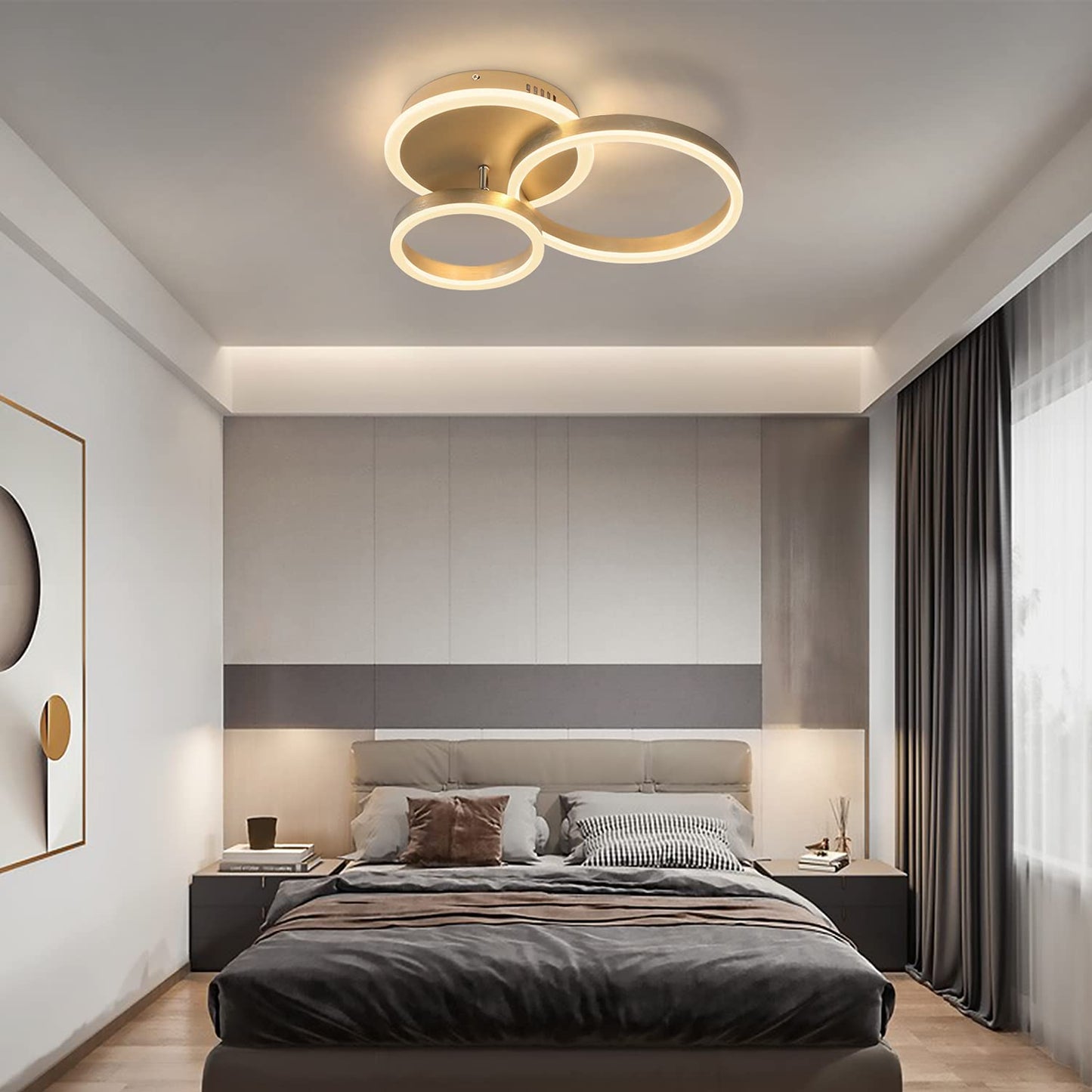 ZMH Led Deckenleuchte dimmbar Deckenlampe - Ring Design Wohnzimmerlampe mit Fernbedienung Schlafzimmerlampe Modern 46W Deckenbeleuchtung f¨¹r Wohnzimmer Schlafzimmer K¨¹che Esszimmer B¨¹ro