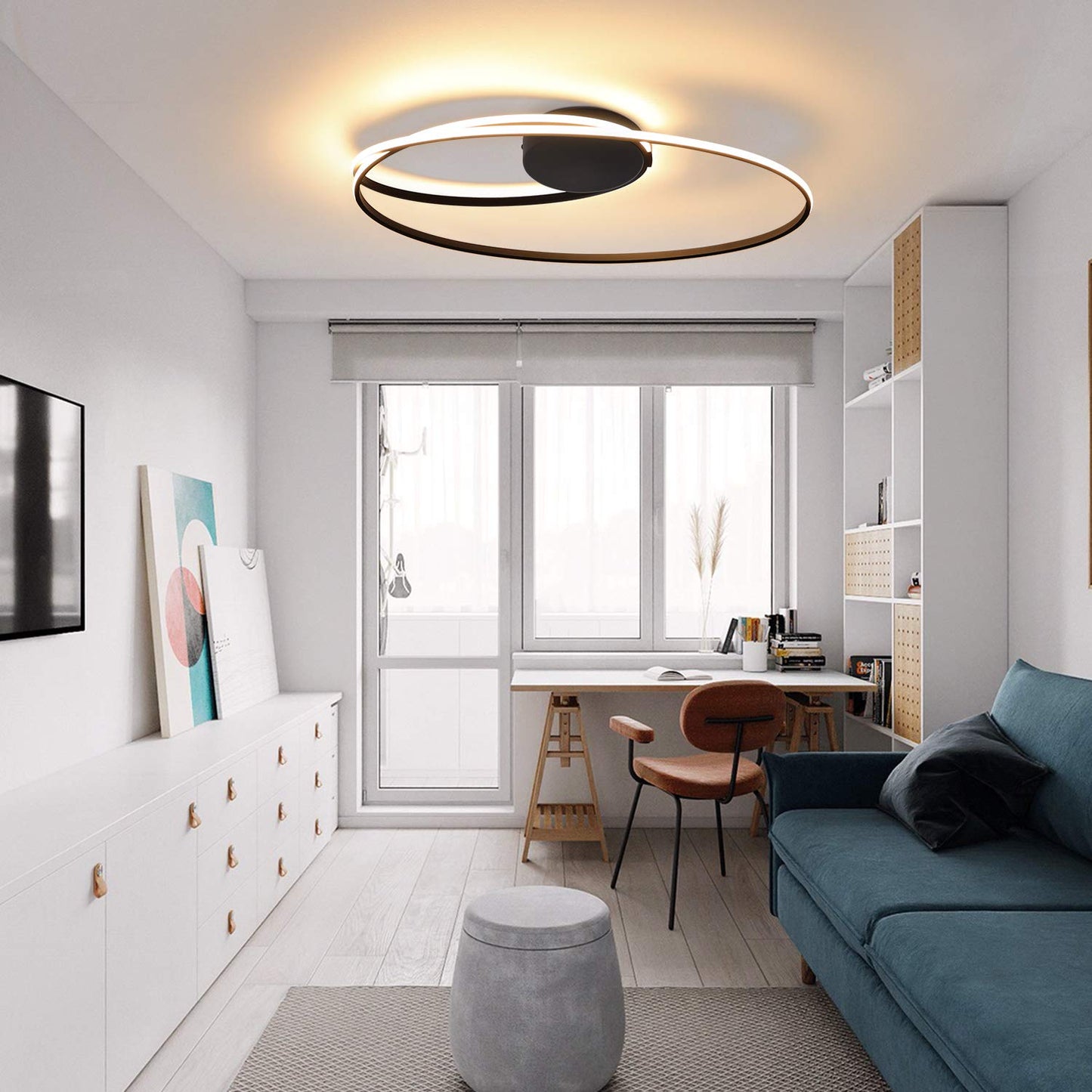 ZMH LED Deckenleuchte Deckenlampe Wohnzimmer - 36W Wohnzimmerlampe Schlafzimmer 3000K Warmwei? Schlafzimmerlampe Schwarz Modern Design Deckenbeleuchtung Ring K¨¹che f¨¹r Esszimmer B¨¹ro Flur Balkon Hotel