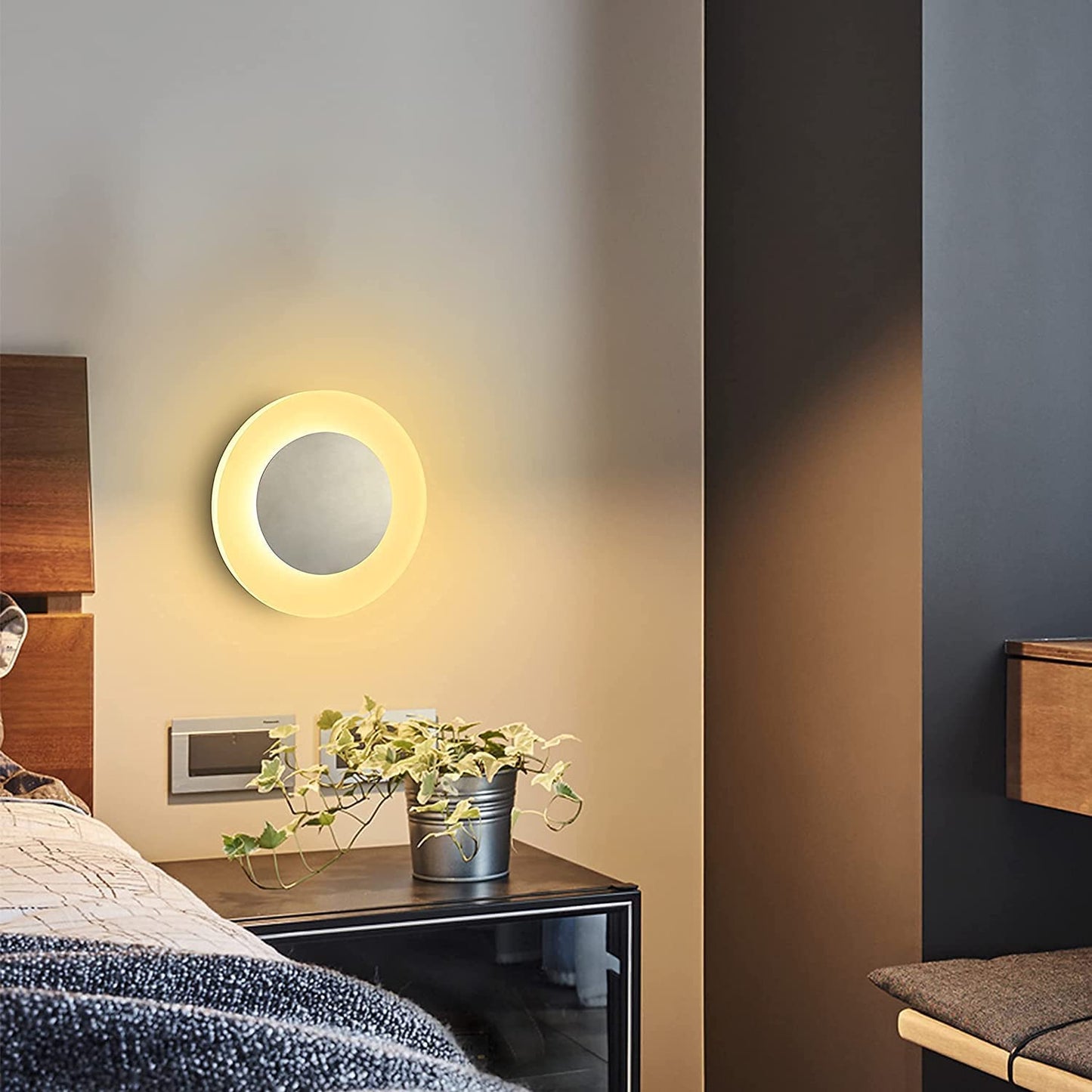 ZMH 2ER LED Wandlampe innen Wandleuchte: Modern Rund Flurlampe Warmwei? Eisen & Acryl ?16cm 6.9W Wandbeleuchtung f¨¹r Flur Treppenhaus Keller Schlafzimmer Wohnzimmer Arbeitszimmer Kinderzimmer