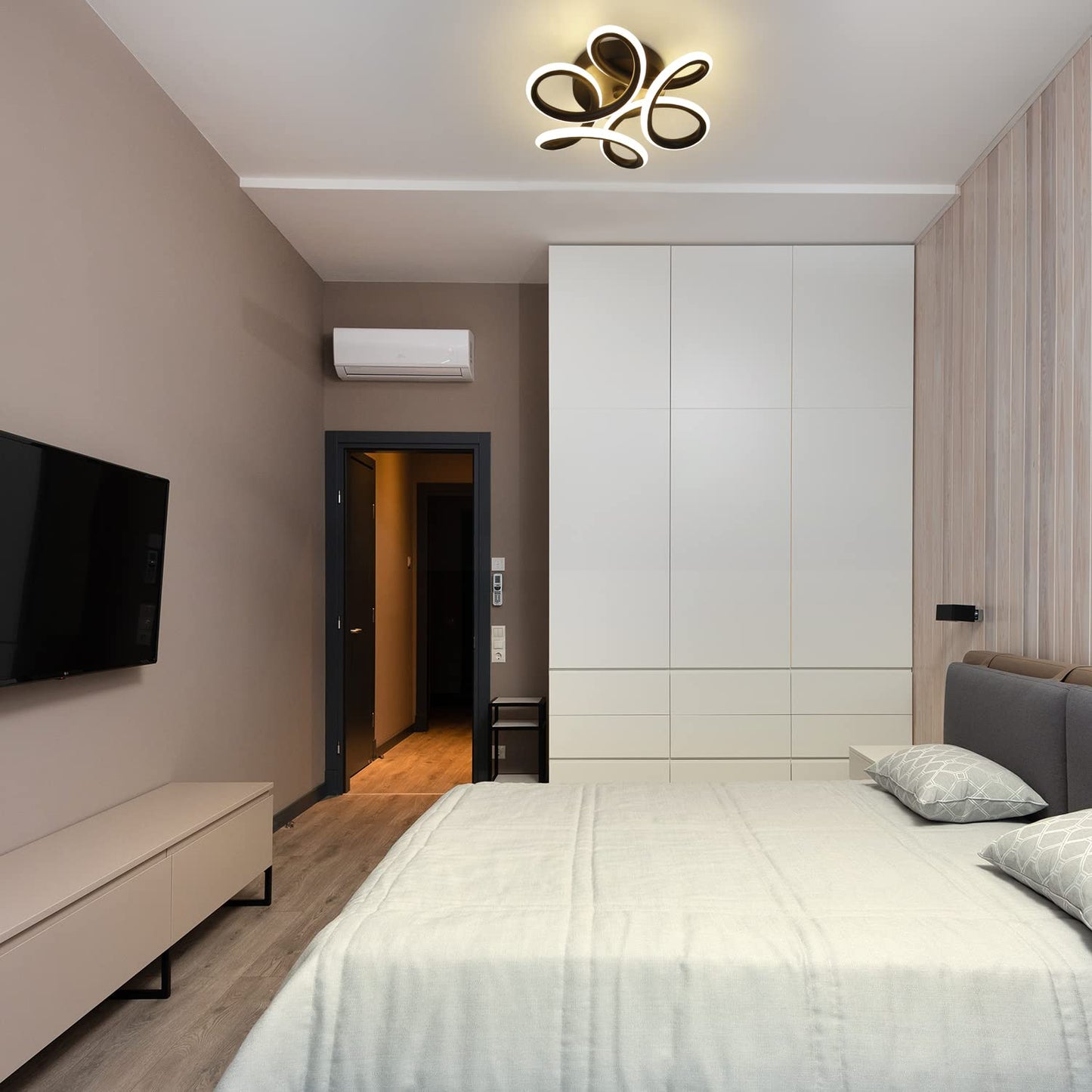ZMH Deckenlampe LED Deckenleuchte Schwarz Klein Flurlampe 17W K¨¹chenlampe Modern Warmwei? Schlafzimmerlampe 3000K Geometrie Design Lampe f¨¹r Flur Eingang Schlafzimmer Wohnzimmer K¨¹che Studio