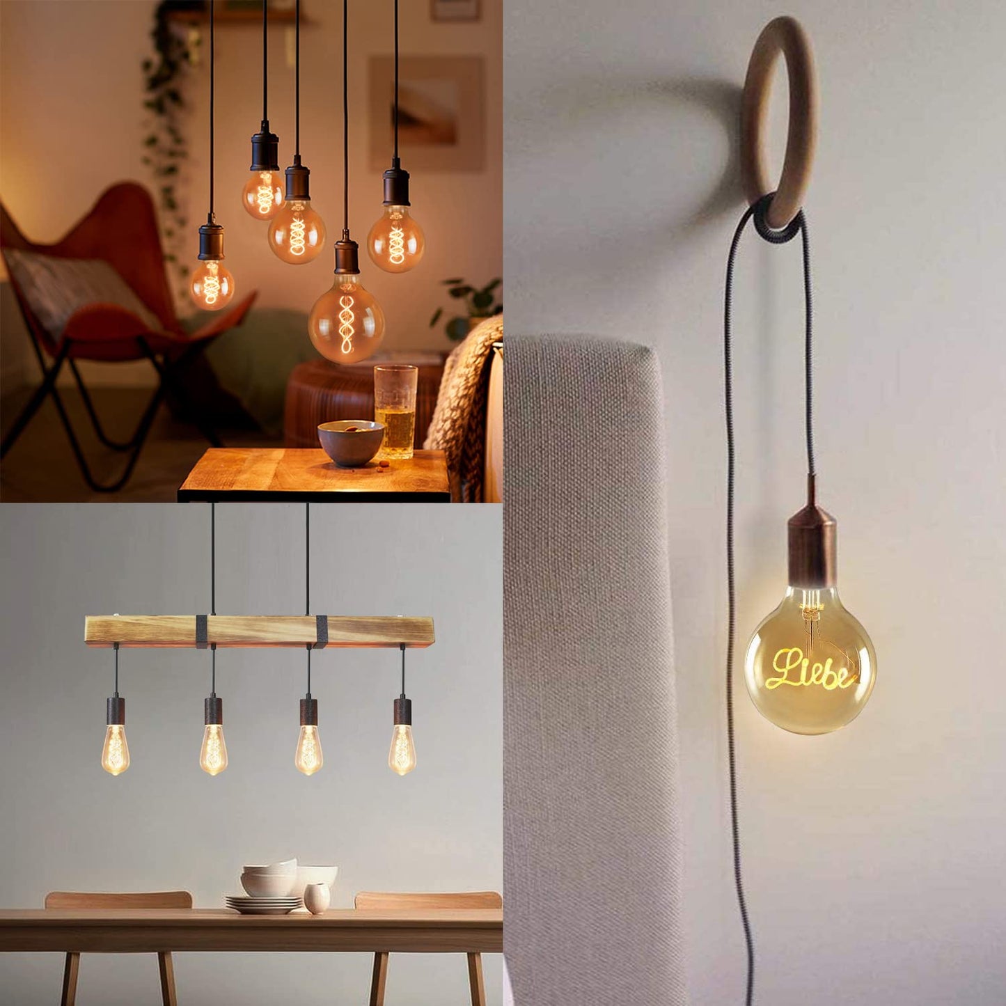 ZMH 1X Edison Gl¨¹hbirne E27 LED Vintage - Retro Dekorative Leuchtmittel 4W - ST64 LED Spiral Filament Lampen 2200K Warmweiss Licht Antike Glas Gl¨¹hlampe f¨¹r Haus Caf¨¦ Bar Restaurant