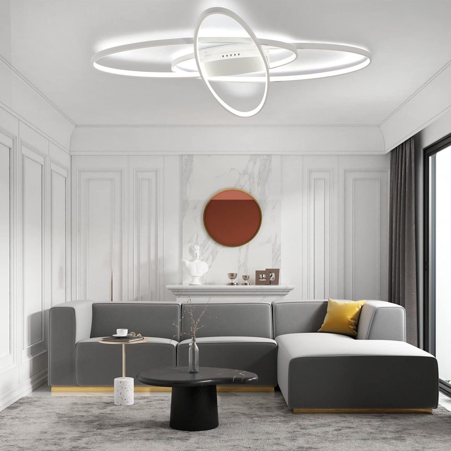 ZMH LED Deckenleuchte Dimmbar Deckenlampe Modern - Wei? Schlafzimmerlampe 75W Design Wohnzimmerlampe mit Fernbedienung Deckenbeleuchtung f¨¹r Wohnzimmer Schlafzimmer Esszimmer B¨¹ro