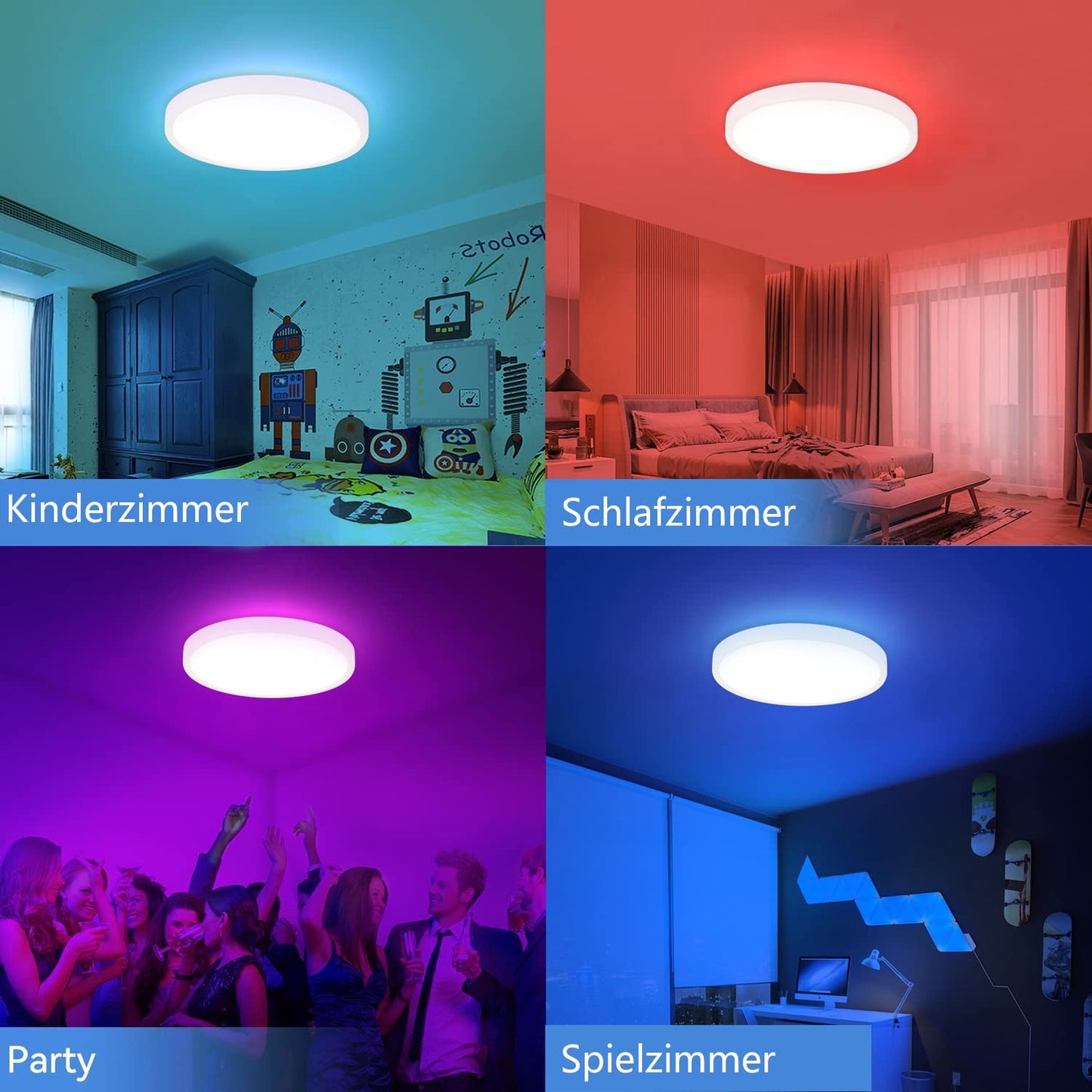 ZMH 36W Deckenlampe LED Deckenleuchte Farbwechsel - Dimmbar Schlafzimmerlampe mit Smart RGB Hintergrundbeleuchtung Panel Flach Rund per Fernbedienung App f¨¹r Wohnzimmer Schlafzimmer Kinderzimmer