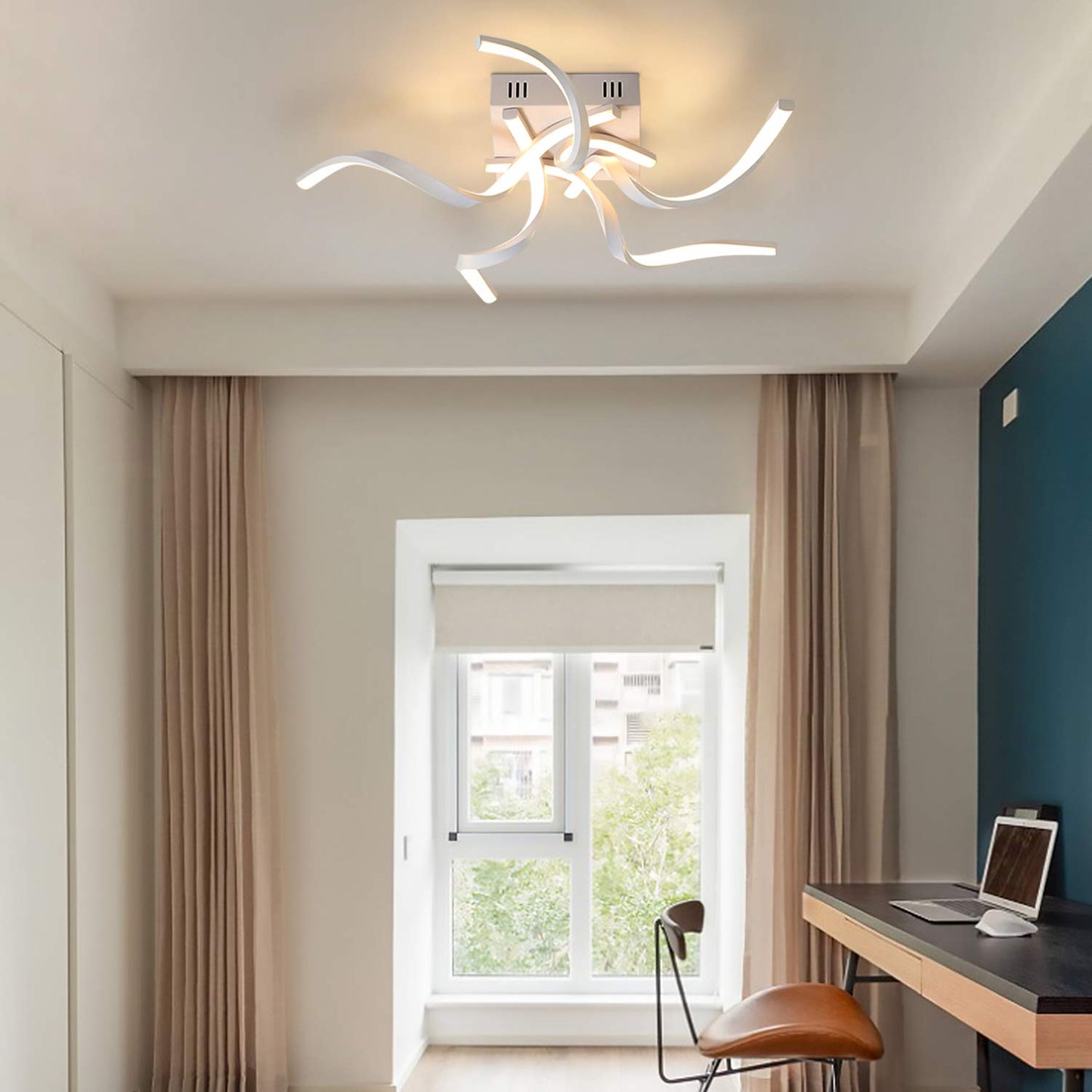 ZMH Deckenleuchte LED Deckenlampe Wohnzimmer Wei? Dimmbar 48W 65CM Wellenf?rmig Modern Design Schlafzimmerlampe Wohnzimmerlampe K¨¹chenlampe B¨¹rolampe Flurlampe mit Fernbedienung Deckenbeleuchtung