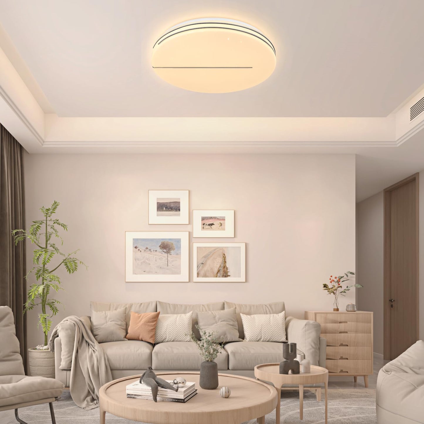 ZMH Deckenlampe LED Deckenleuchte Wohnzimmer - ?40cm Wohnzimmerlampe Dimmbar mit Fernbedienung 44W Schlafzimmerlampe Sternenhimmel Modern Schlafzimmer Deckenbeleuchtung Rund f¨¹r K¨¹che Flur