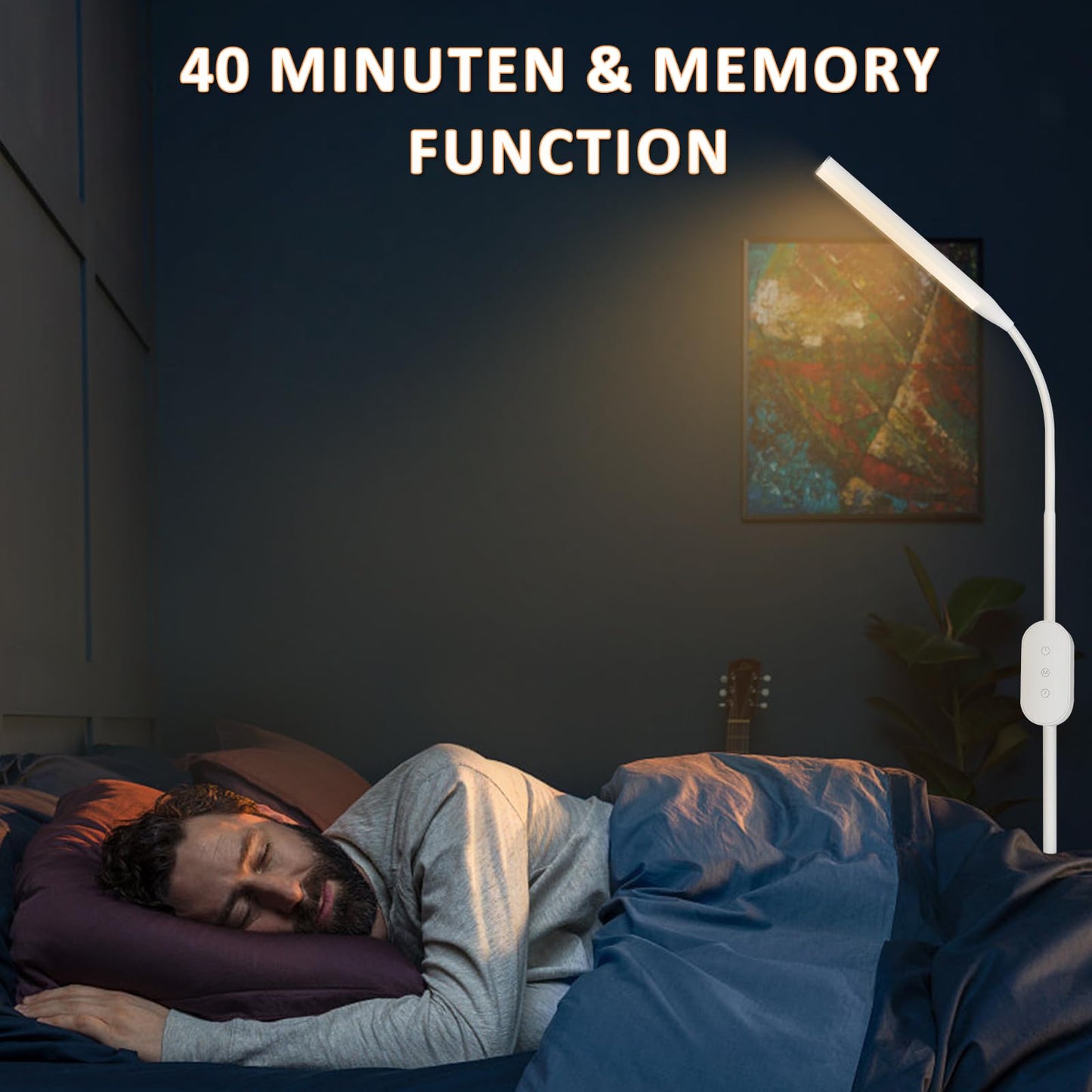 ZMH LED Stehlampe Standleuchte Dimmbar - Stehleuchte Leselampe B¨¹ro Standlampe Schlafzimmer Schwarz 178CM Modern Touch 9W Lesestehlampe mit Timer und Memory Funktion f¨¹r Wohnzimmer