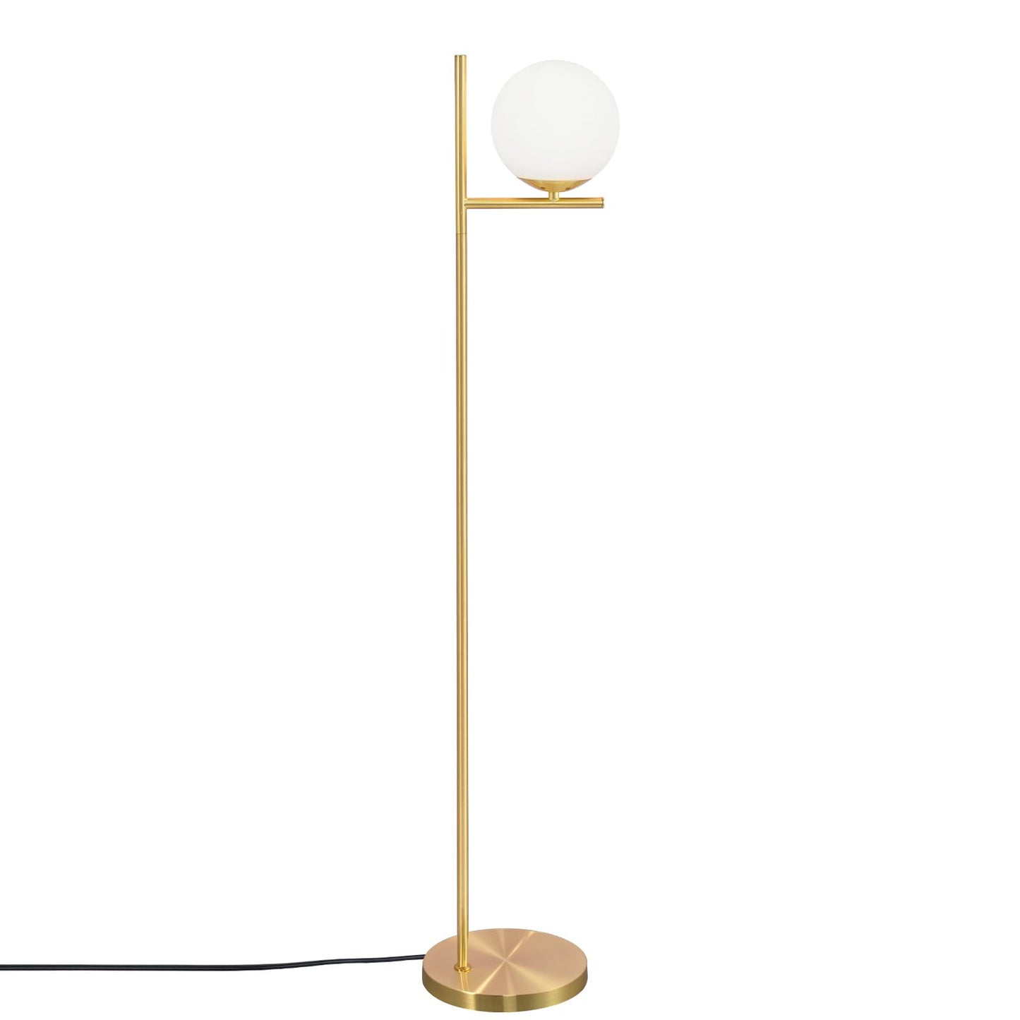 ZMH Stehlampe Wohnzimmer Modern Standleuchte - Gold Industrial Stehleuchte mit Fu?schalter Metall Design aus Wei? Glas Standlampe E27 Vintage Bodenlampe Kabel 2M f¨¹r Schlafzimmer B¨¹ro kinderzimmer