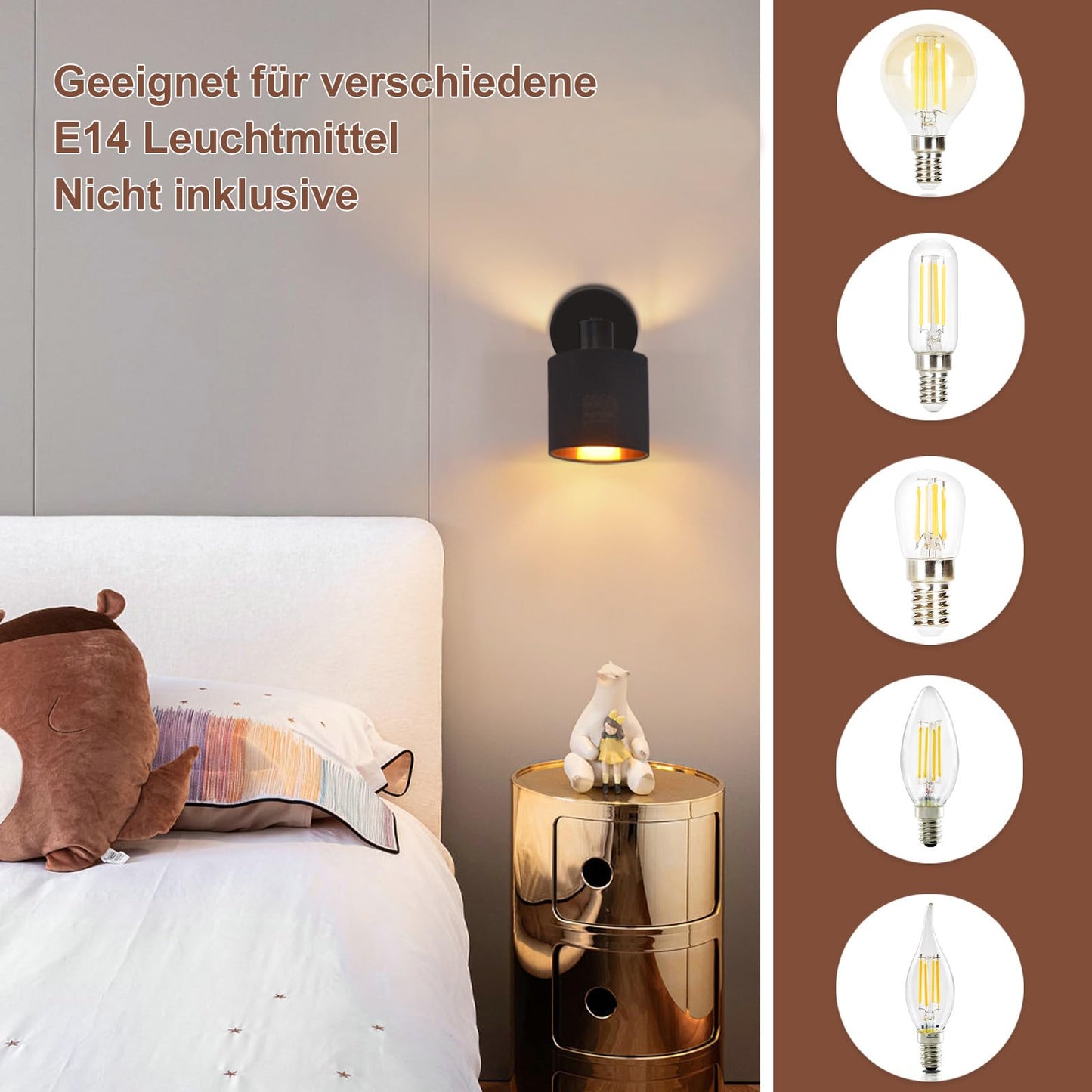 ZMH Deckenlampe 1 Flammig Deckenstrahler Schwarz - Deckenleuchte Vintage Deckenspot E14 Wandstrahler Stoffschrim Schwenkbar 350¡ã MAX.40W f¨¹r Wohnzimmer Schlafzimmer Flur (ohne Leuchtmittel)