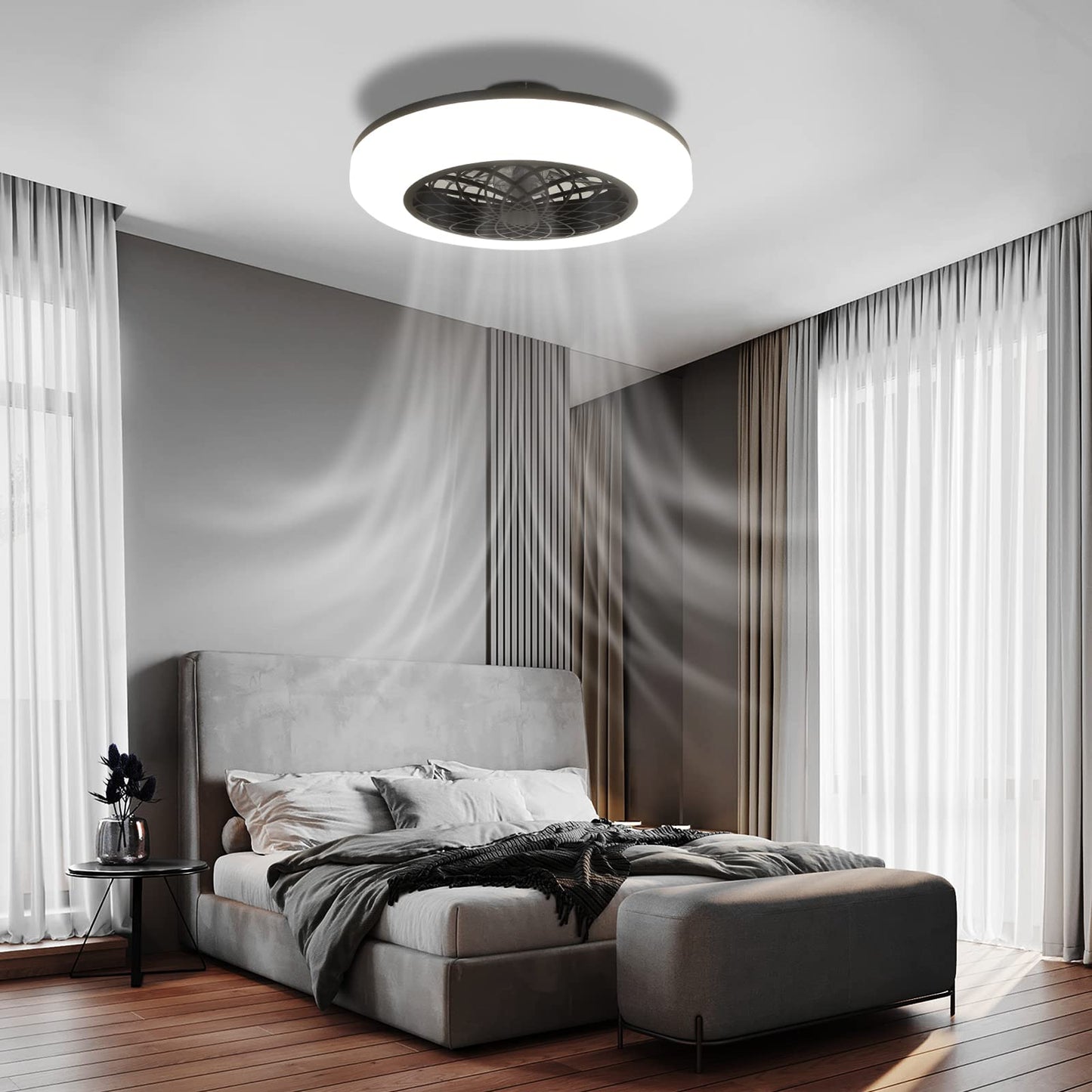 ZMH Led Deckenventilator mit Beleuchtung - 49.5CM Modern Gro? Deckenlampe Fan Leise Deckenleuchte mit Ventilator Fernbedienung Wohnzimmerlampe Dimmbar f¨¹r Wohnzimmer Schlafzimmer K¨¹che Esszimmer