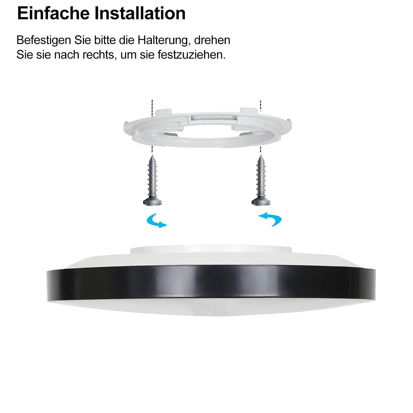 ZMH LED Deckenleuchte Schwarz Deckenlampe - Flach K¨¹chenlampe IP44 Wasserdicht Badlampe Rund ?28cm Flurlampe 17W Modern f¨¹r Wohnzimmer Schlafzimmer Bad Flur K¨¹che Kinderzimmer Eingang