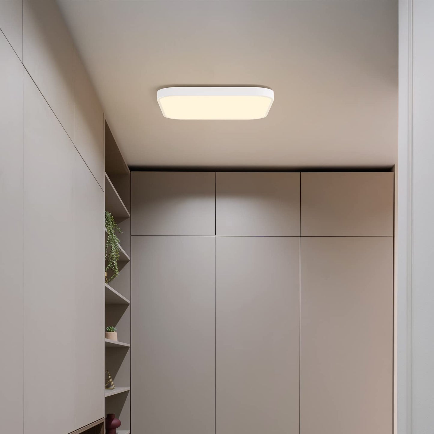 ZMH Deckenlampe LED Deckenleuchte Schlafzimmer - Schlafzimmerlampe Flach 27cm K¨¹chenlampe Warmwei? Badezimmerlampe IP44 Bad Deckenbeleuchtung Flurlampe Eckig Badlampe 19W f¨¹r K¨¹che Flur Badezimmer