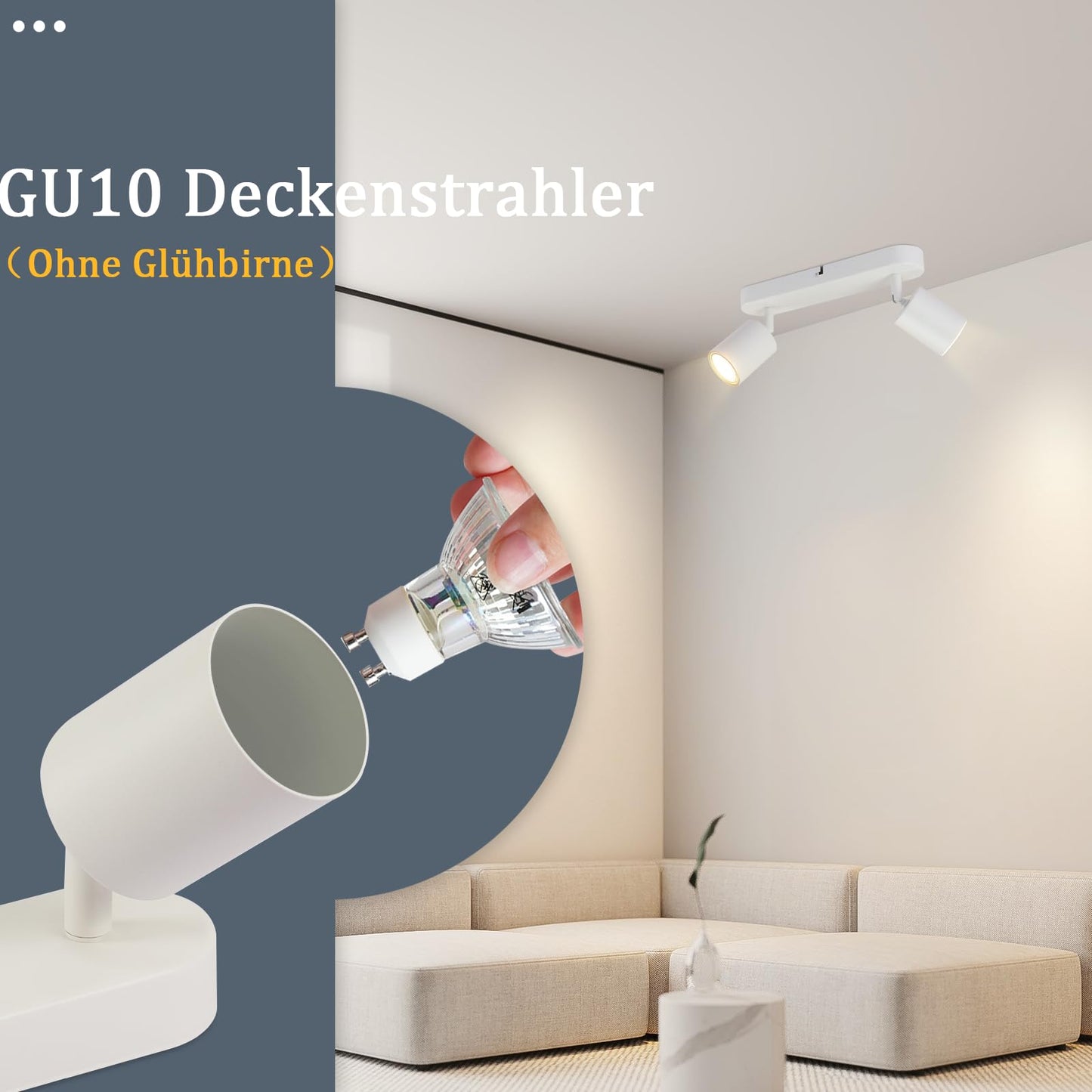 ZMH LED Deckenlampe Deckenstrahler Schwarz - 2 Flammig Deckenspots Flur GU10 Modern Deckenleuchte Flurlampe Schwenkbar Design Wandstrahler f¨¹r Wohnzimmer K¨¹che Schlafzimmer Esszimmer - Ohne Gl¨¹hbirne