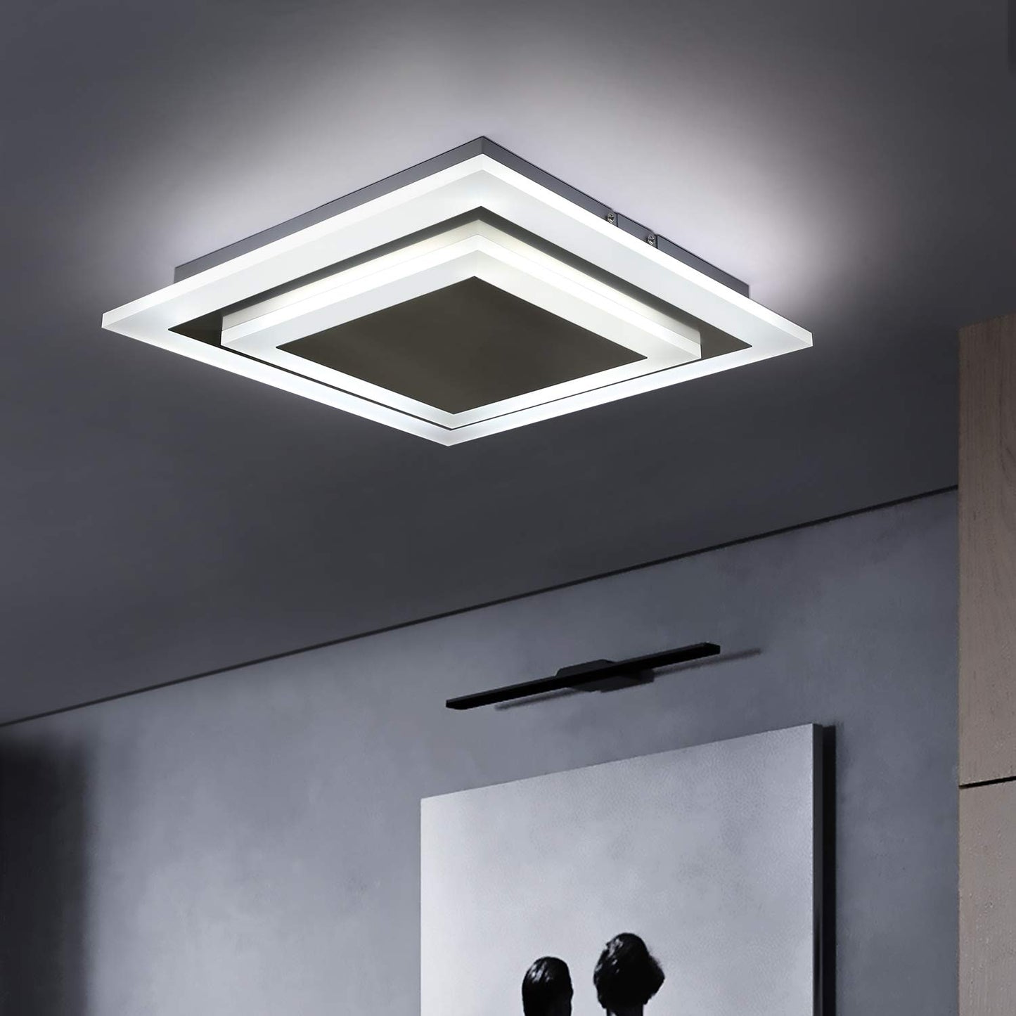 ZMH LED Deckenlampe Wohnzimmer Deckenleuchte Dimmbar - 40cm Wohnzimmerlampe mit Fernbedienung 41W Schlafzimmerlampe Quadratisch Metall Acryl Schlafzimmerlampe f¨¹r Schlafzimmer K¨¹che B¨¹ro Flur