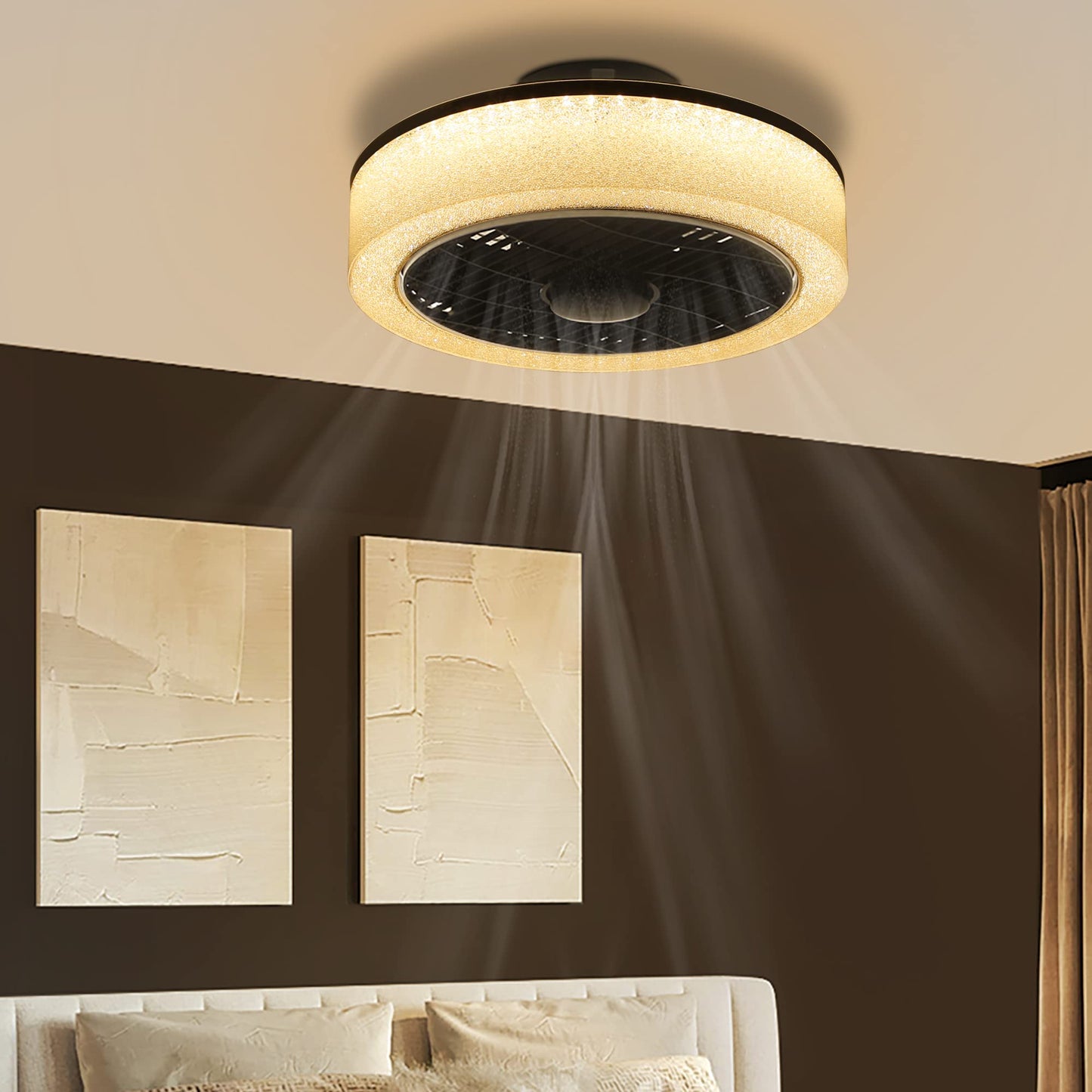 ZMH Led deckenventilator mit Beleuchtung - 39.5CM Modern Gro? Deckenlampe Fan Leise Fernbedienung Timing Wohnzimmerlampe Dimmbar Deckenleuchte Ventilator f¨¹r Schlafzimmer Wohnzimmer K¨¹che Esszimmer