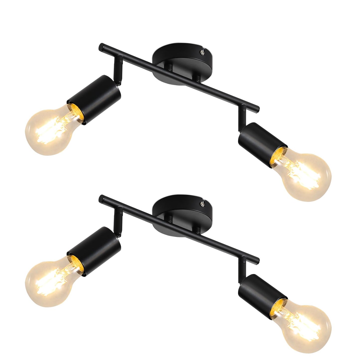 ZMH 2ER Deckenleuchte Schwarz Deckenlampe 2 Flammig - E27 Deckenstrahler Vintage Flur Deckenspot Schwenkbar 350¡ã Spots Industrial k¨¹chenlampe f¨¹r K¨¹che Wohnzimmer Schlafzimmer (ohne Leuchtmittel)
