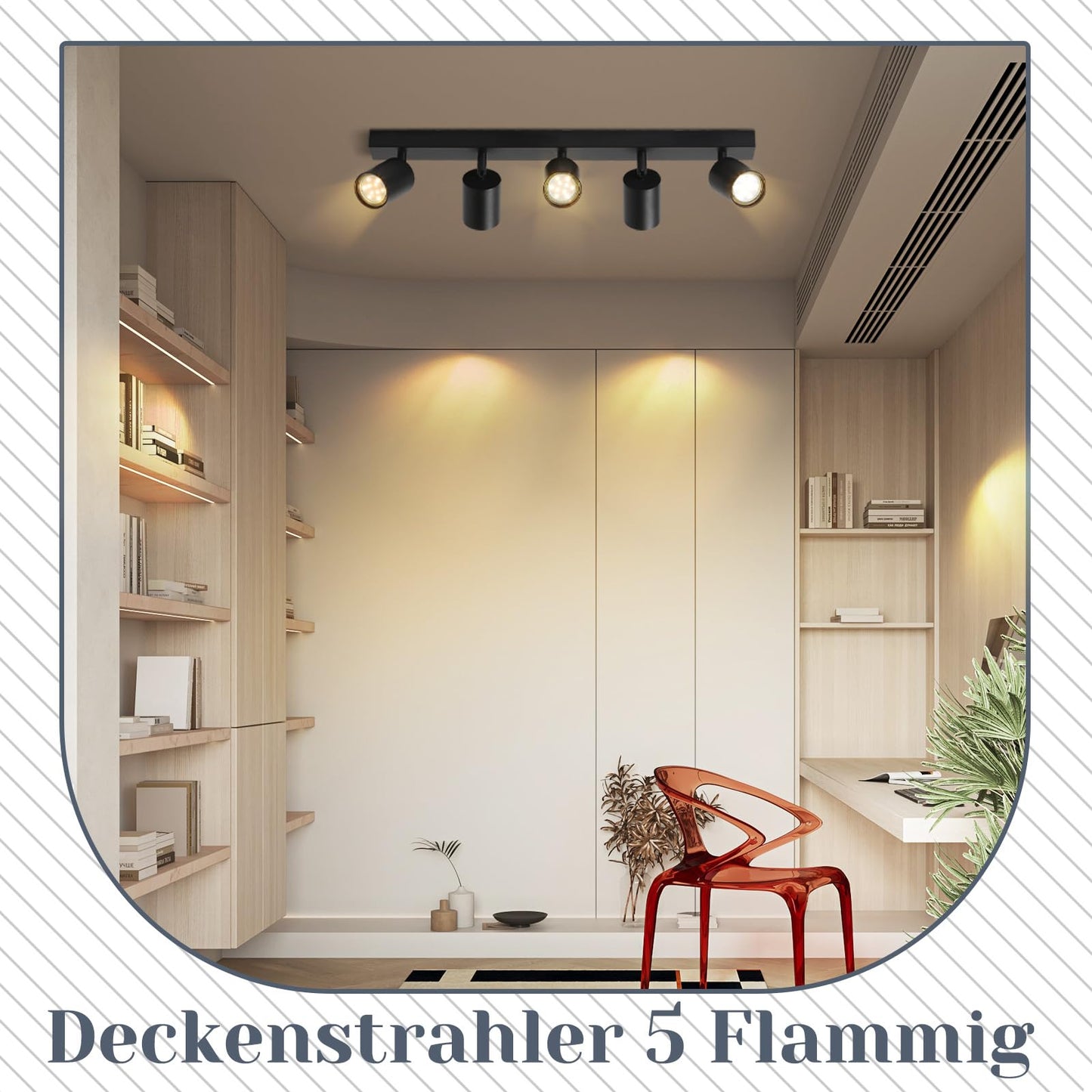 ZMH LED Deckenleuchte Schwarz Deckenstrahler: GU10 Deckenlampe Spots 5 Flammig 330¡ãSchwenkbar Deckenspots Modern Flurlampe Industrial Wandstrahler f¨¹r Wohnzimmer Schlafzimmer K¨¹che Ohne Leuchtmittel