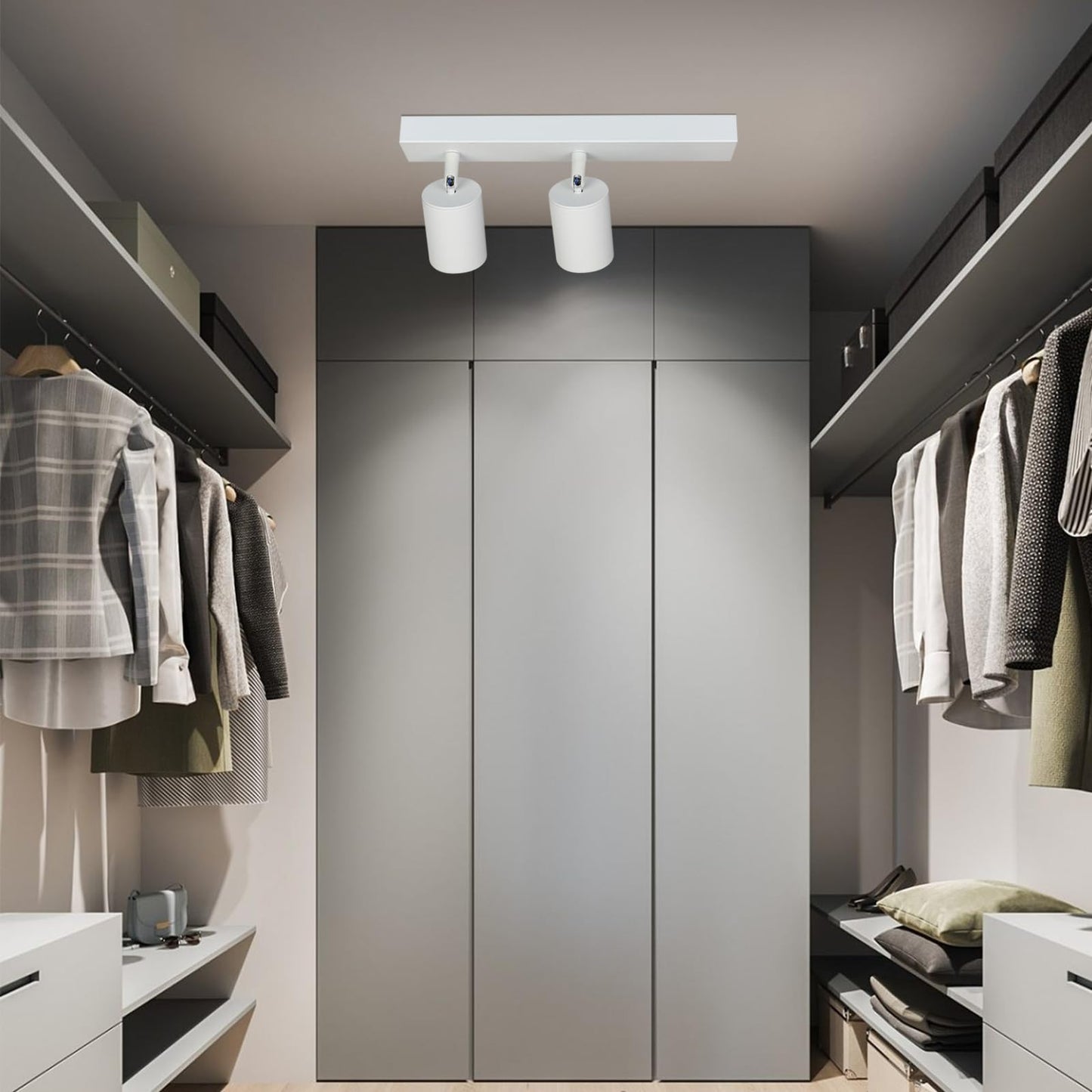 ZMH Deckenlampe 2 Flammig Deckenstrahler Weiss - Flur Deckenleuchte GU10 Modern Deckenspot Schwenkbar 350¡ã MAX.25W Wandstrahler lampe f¨¹r Wohnzimmer Schlafzimmer K¨¹che (ohne Leuchtmittel)
