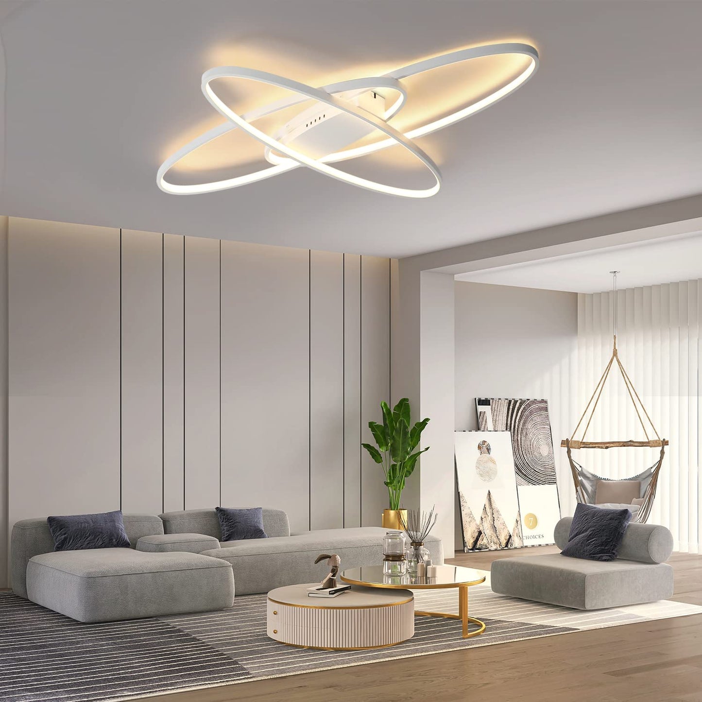 ZMH LED Deckenleuchte Dimmbar Deckenlampe Modern - Wei? Schlafzimmerlampe 75W Design Wohnzimmerlampe mit Fernbedienung Deckenbeleuchtung f¨¹r Wohnzimmer Schlafzimmer Esszimmer B¨¹ro