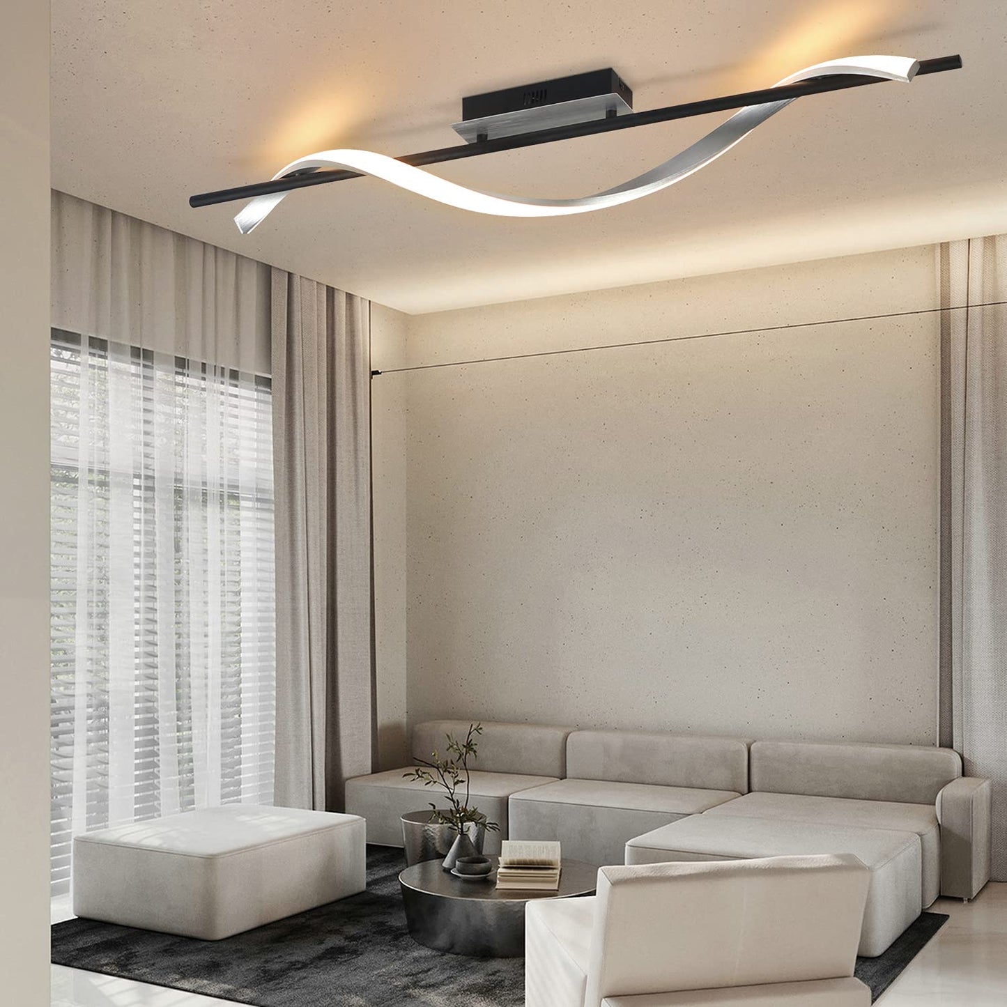 ZMH Deckenlampe LED Deckenleuchte Wohnzimmer: Modern Design Wohnzimmerlampe 100CM Lang Dimmbar mit Fernbedienung 22W Flurlampe Deckenbeleuchtung f¨¹r Schlafzimmer K¨¹che Flur B¨¹ro Arbeitszimmer