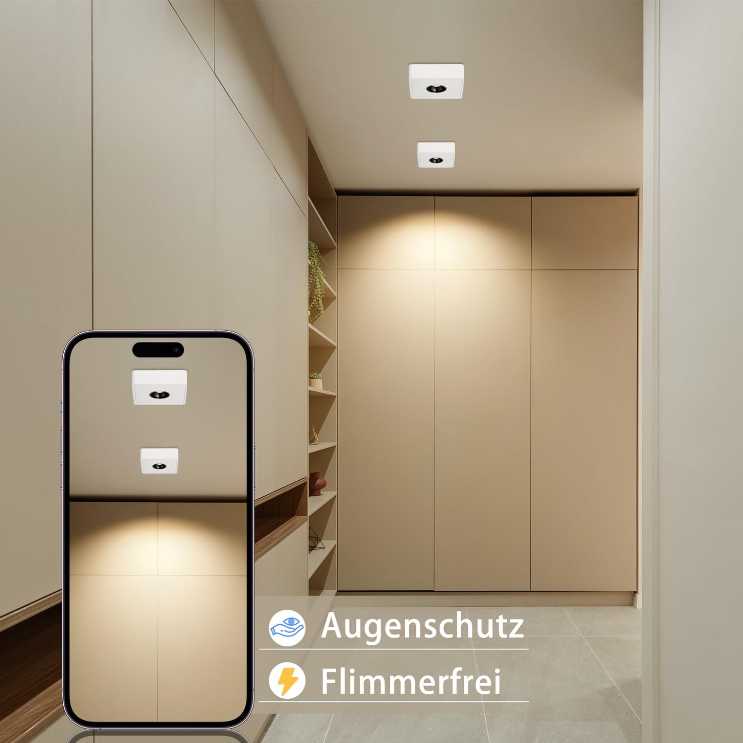 ZMH Deckenstrahler, LED-Aufbaustrahler ¨C 7 W Strahler, Deckenleuchte, Aufbaustrahler, Warmwei?, flacher Strahler, geeignet f¨¹r K¨¹che, Wohnzimmer, Esszimmer, Flur, Flur